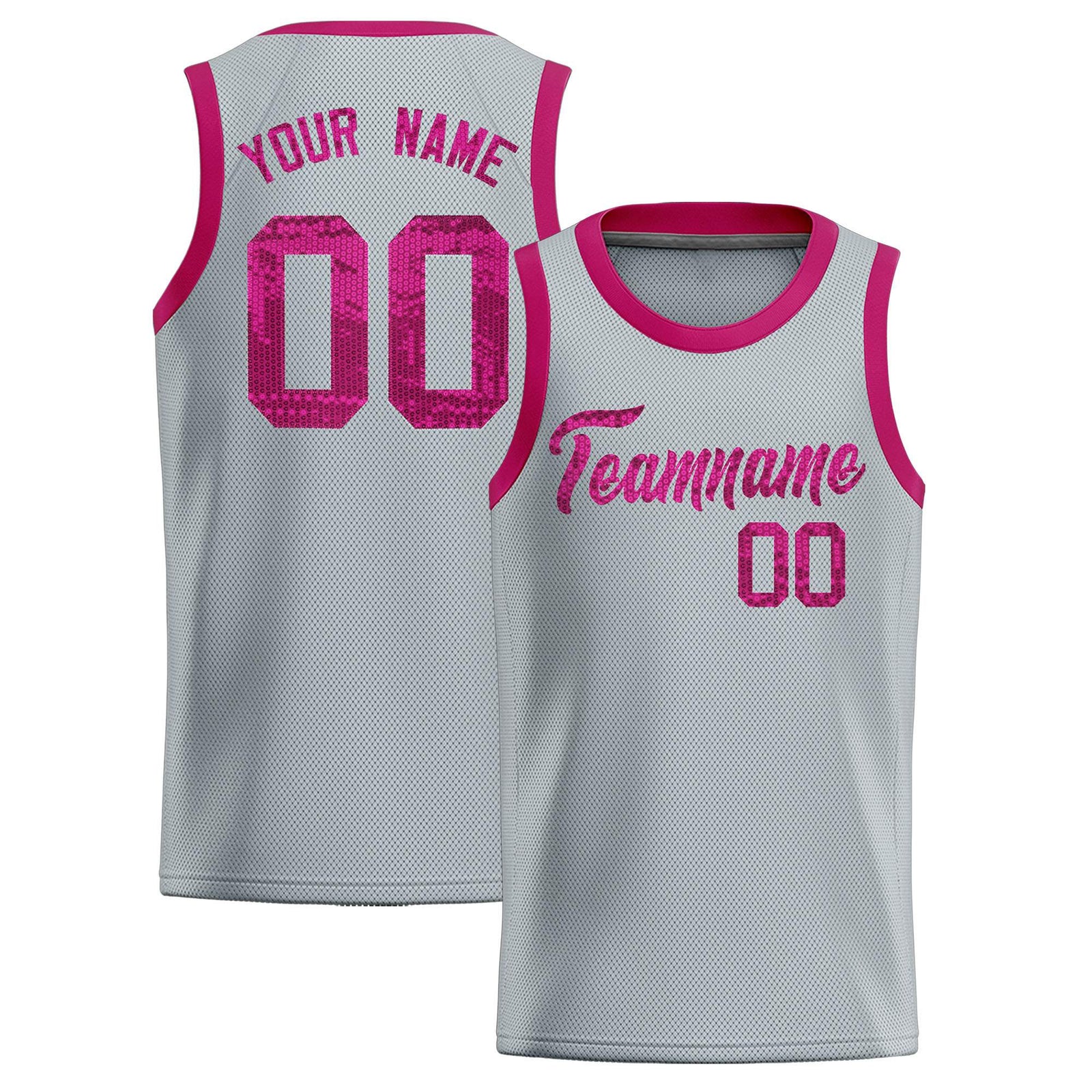Custom Silver Sequined Tops Athletic Basketball Jersey