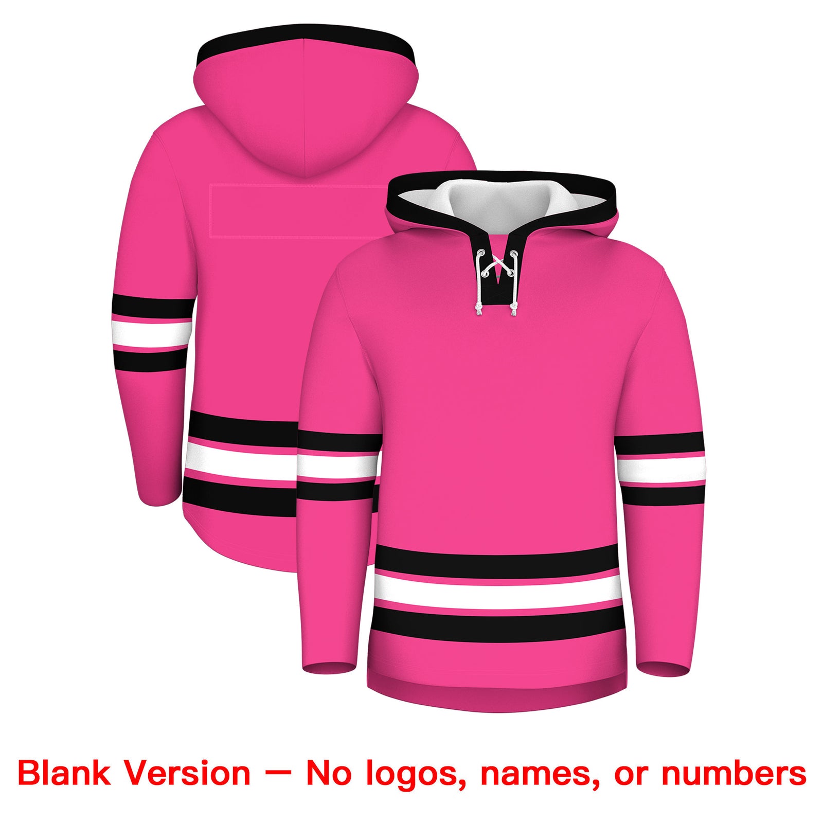 Custom Hockey Hoodie Jersey Pink Black Classic Style Add Name,Number & Logo