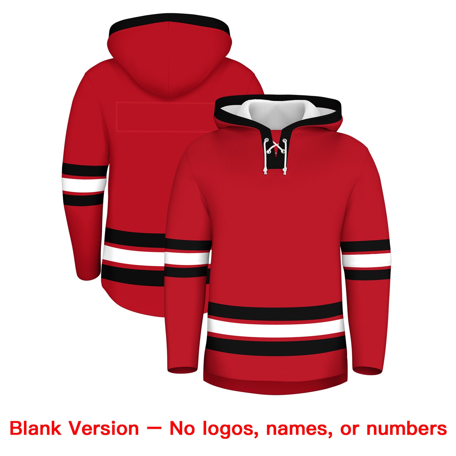 Custom Hockey Hoodie Jersey Red Black Classic Style Add Name,Number & Logo
