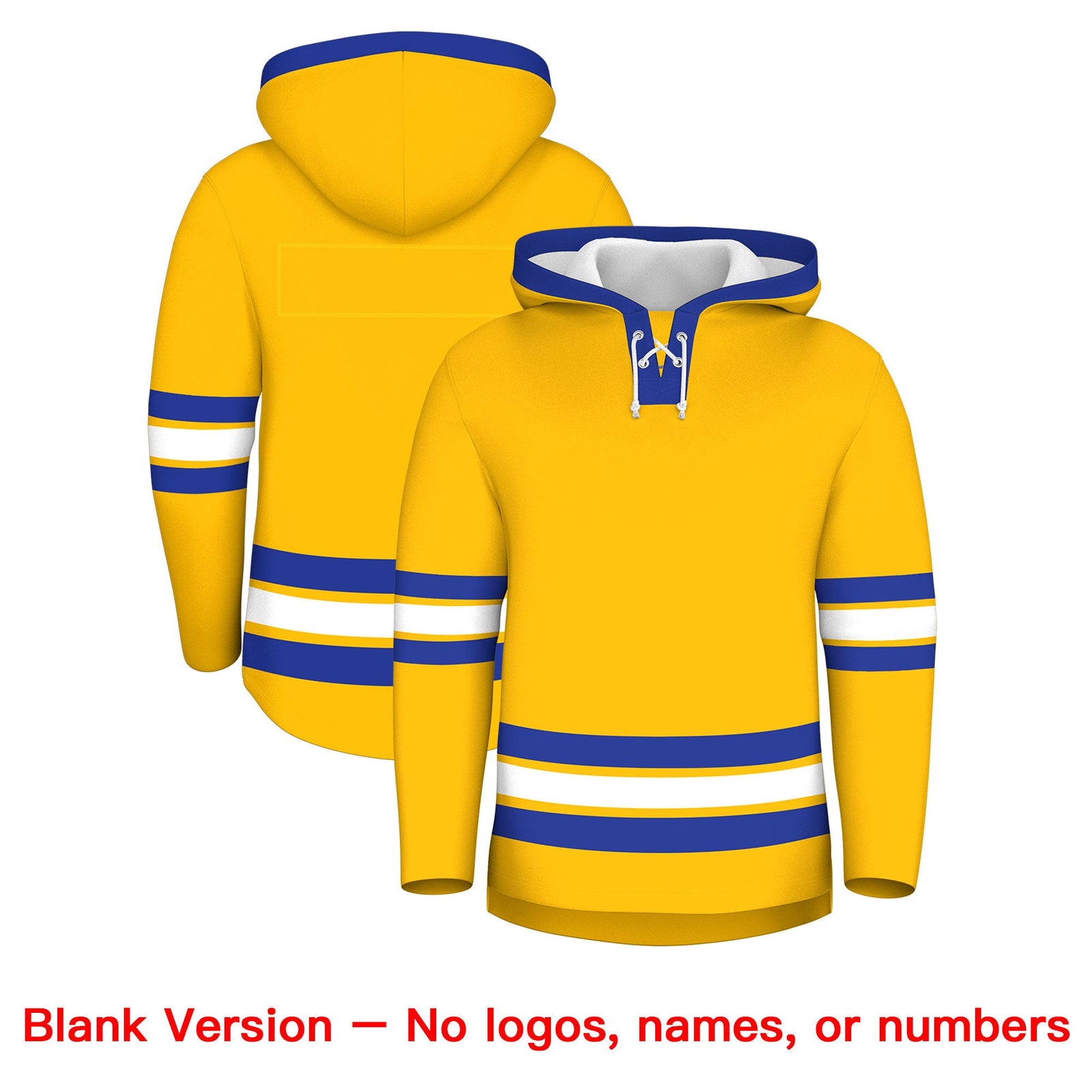 Custom Hockey Hoodie Jersey Gold Royal Blue Classic Style for Men&Youth