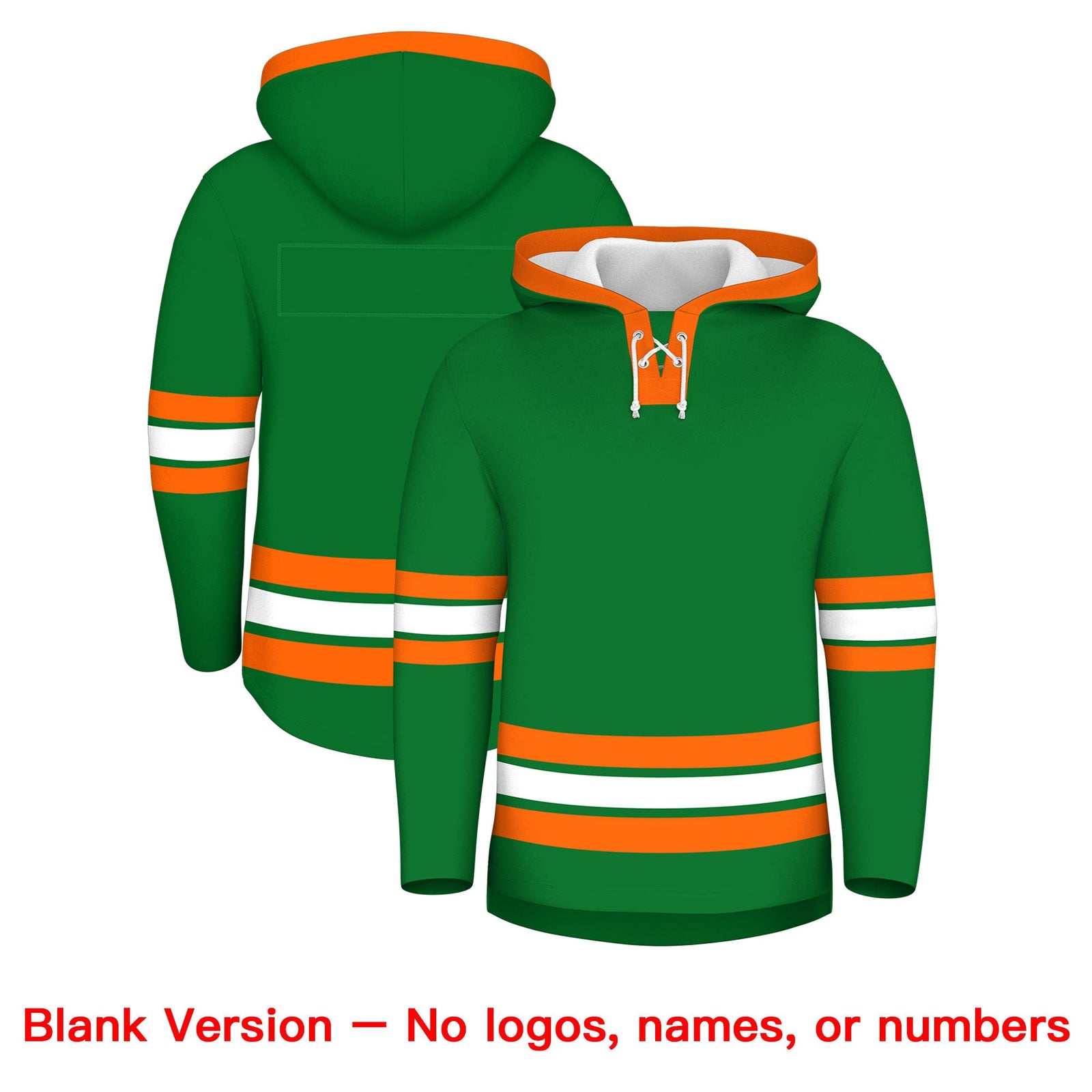 Custom Hockey Hoodie Jersey Kelly Green Orange Classic Style for Men&Youth