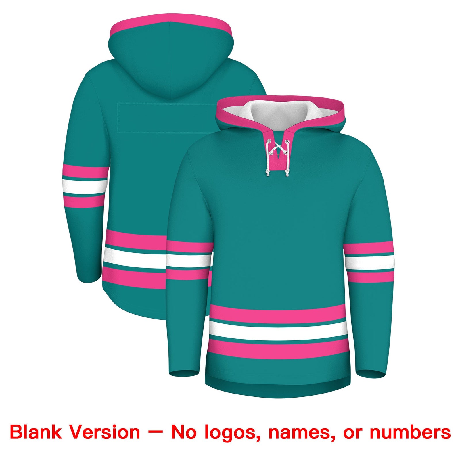 Custom Hockey Hoodie Jersey Teal Pink Classic Style for Men&Youth