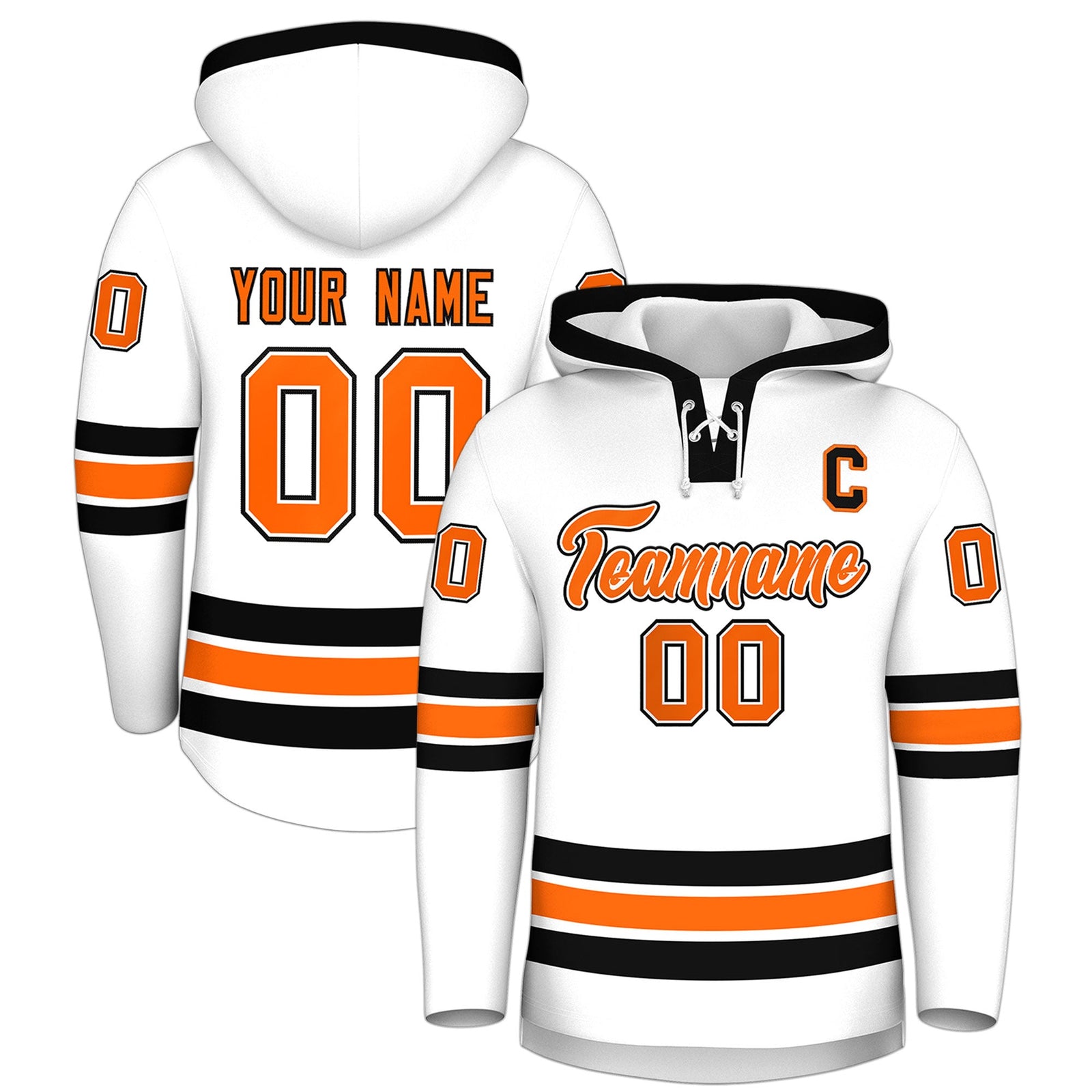 Custom Hockey Hoodie Jersey White Black Classic Style for Men&Youth