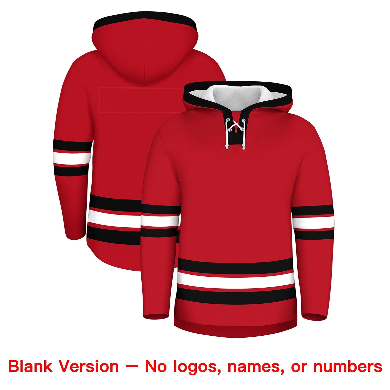 Custom Hockey Hoodie Jersey Red Black Classic Style Add Name,Number & Logo
