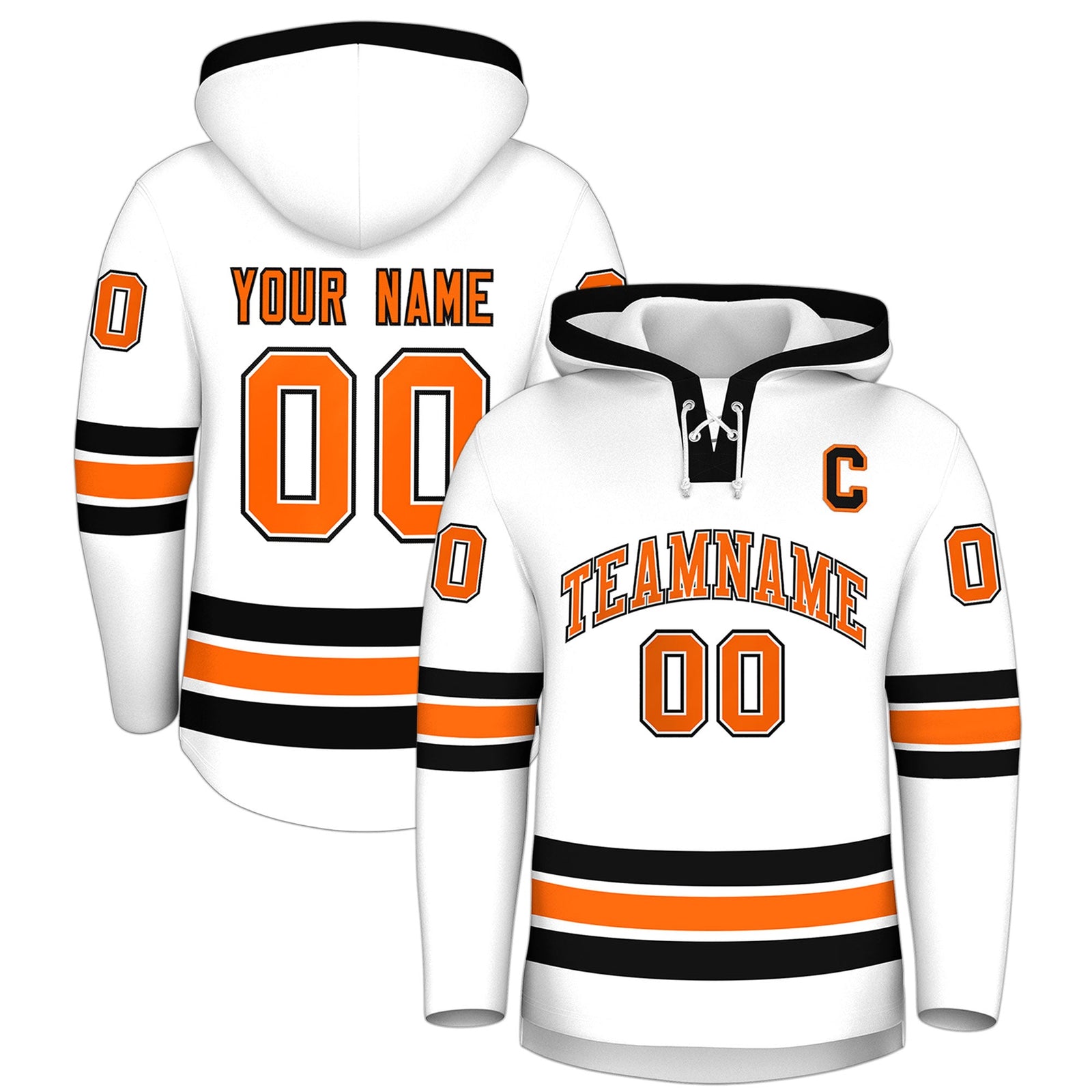 Custom Hockey Hoodie Jersey White Black Classic Style for Men&Youth