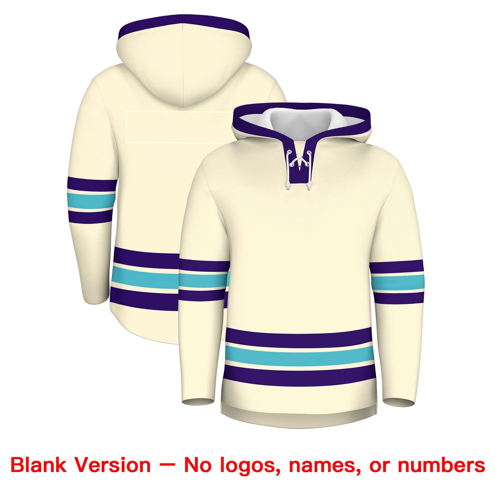 Custom Hockey Hoodie Jersey Cream Purple Classic Style for Men&Youth