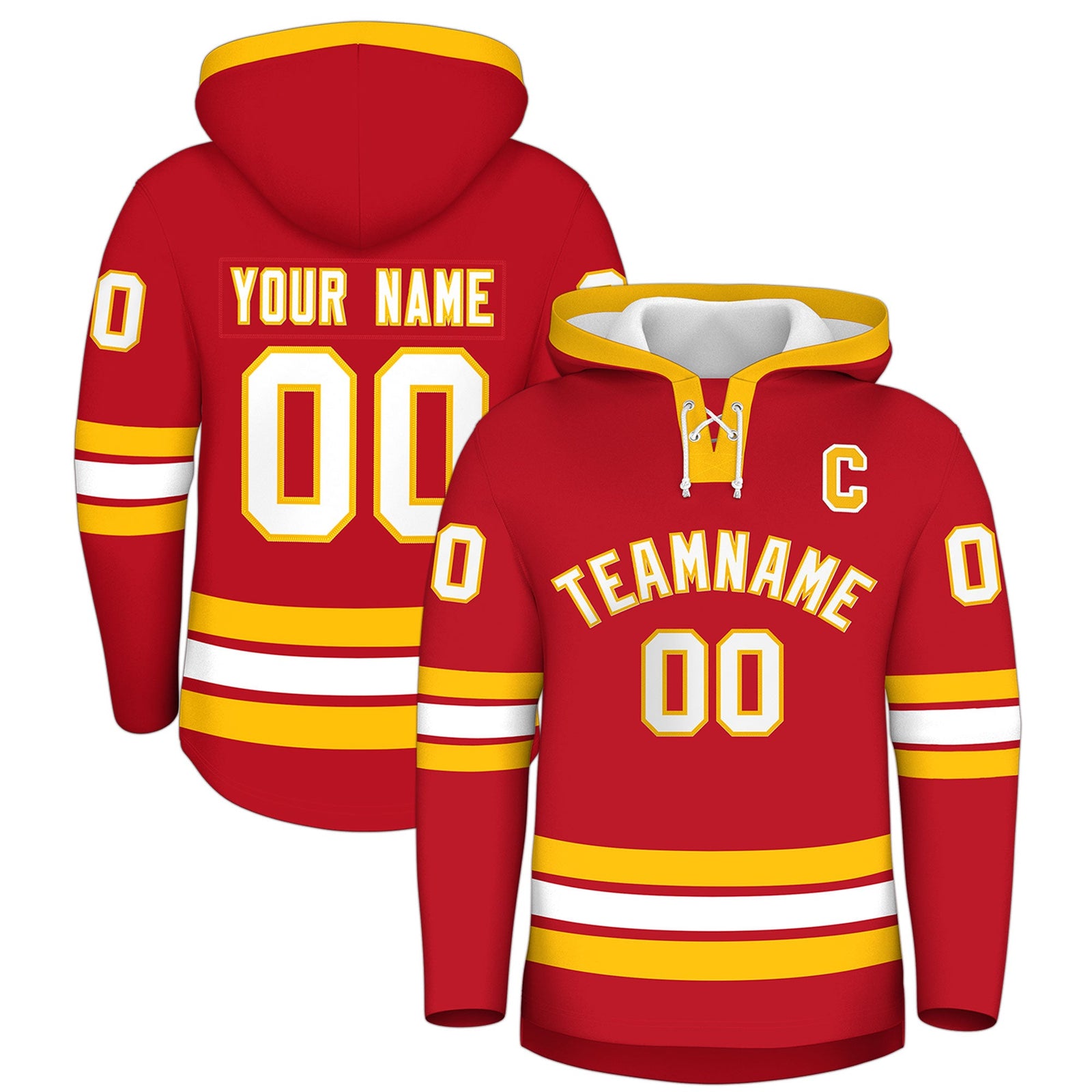 Custom Hockey Hoodie Jersey Red White Classic Style for Men&Youth