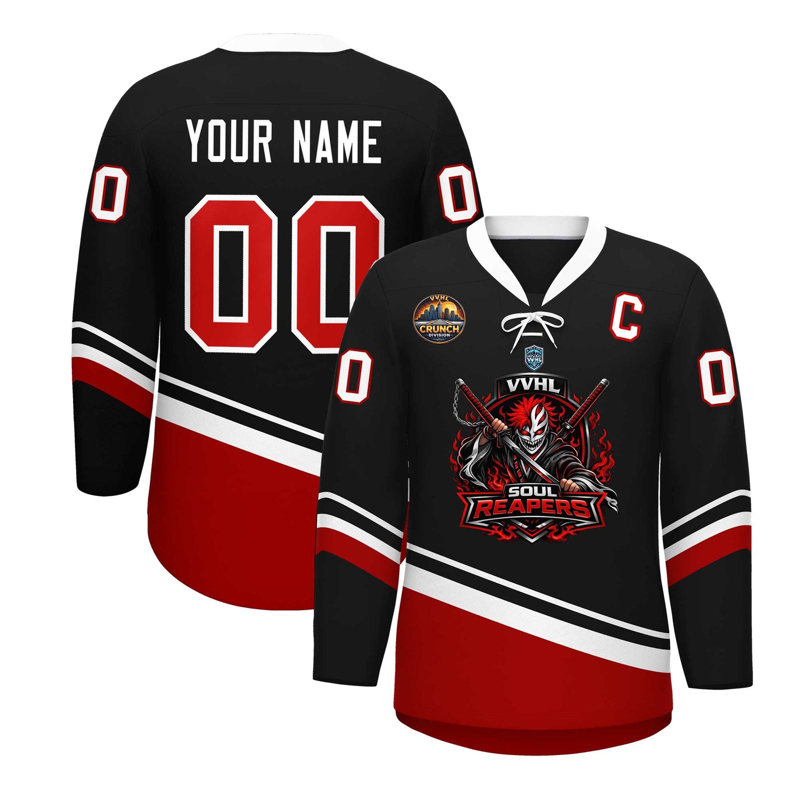 VVHL S10 SOUL REAPERS Black WHite Hockey Jersey
