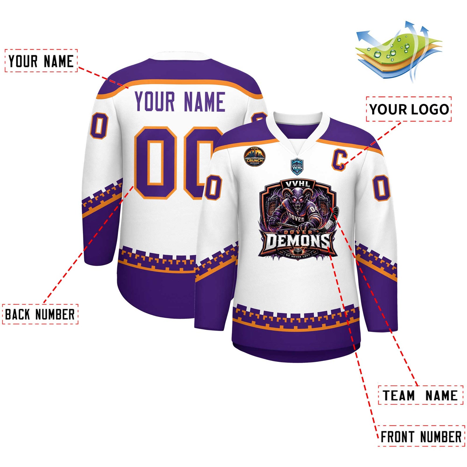 VVHL S11 Dover demons Hockey Jersey