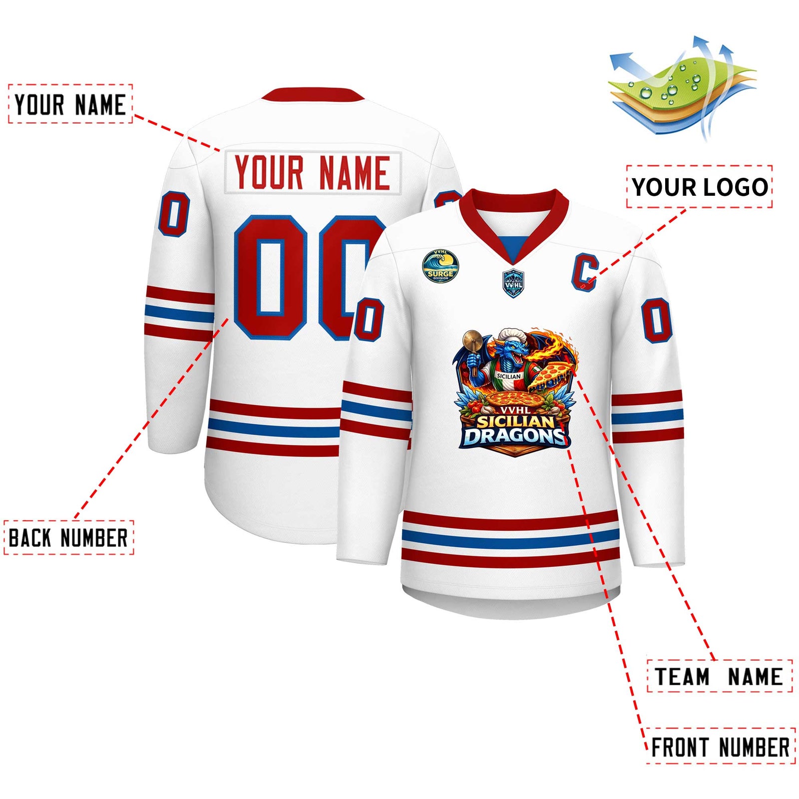 VVHL S11 Sicilian Dragons Hockey Jersey
