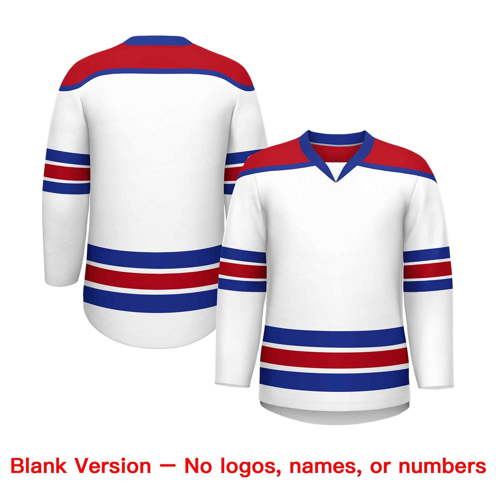 Custom White Royal Blue Ice Cream Helmet Pattern Personalized V-Neck Hockey Jersey| KXKSHOP