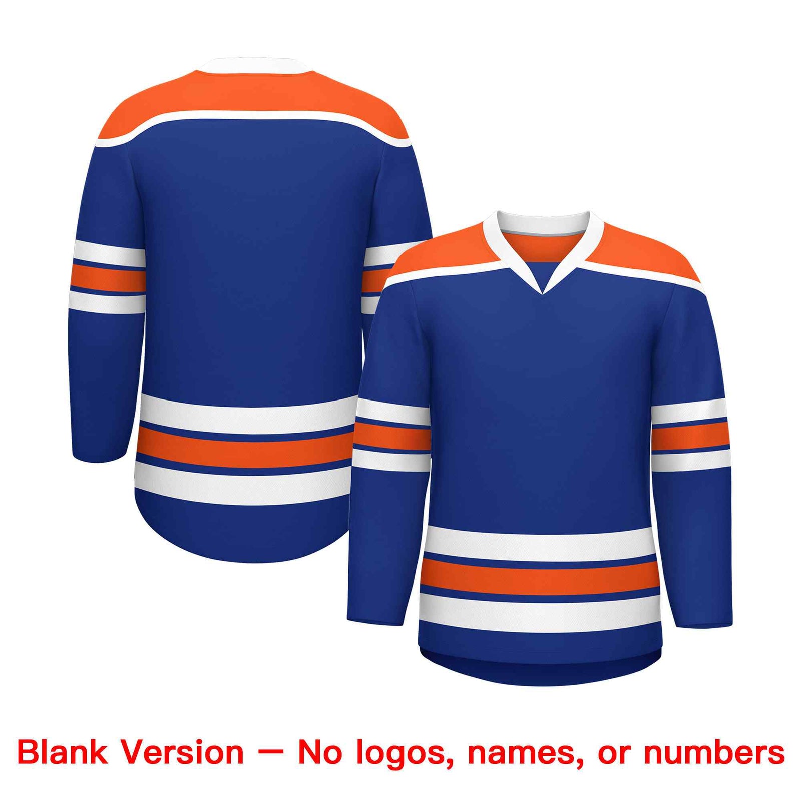 Custom Royal Blue Orange Ice Cream Helmet Pattern Personalized V-Neck Hockey Jersey| KXKSHOP