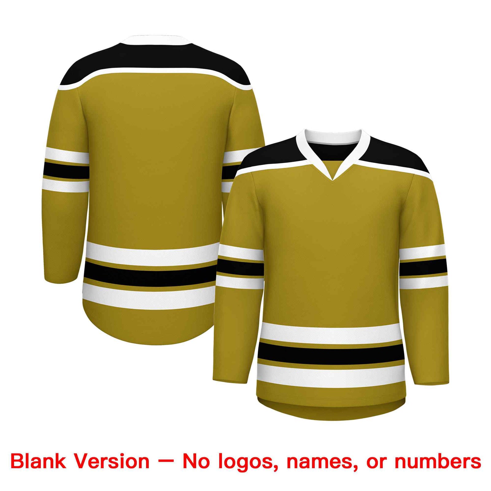 Custom Old Gold Black Ice Cream Helmet Pattern Personalized V-Neck Hockey Jersey| KXKSHOP