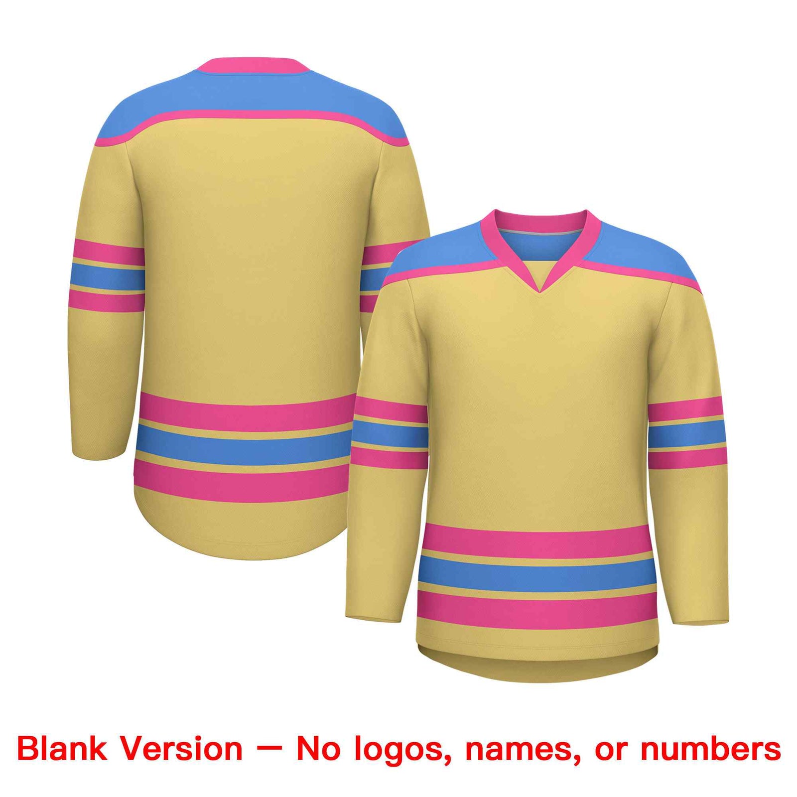 Custom Khaki Powder Blue Ice Cream Helmet Pattern Personalized V-Neck Hockey Jersey| KXKSHOP