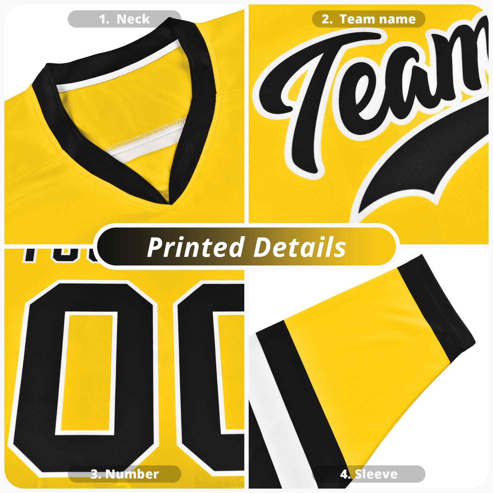 Custom Crimson Gold Ice Cream Helmet Pattern Personalized V-Neck Hockey Jersey