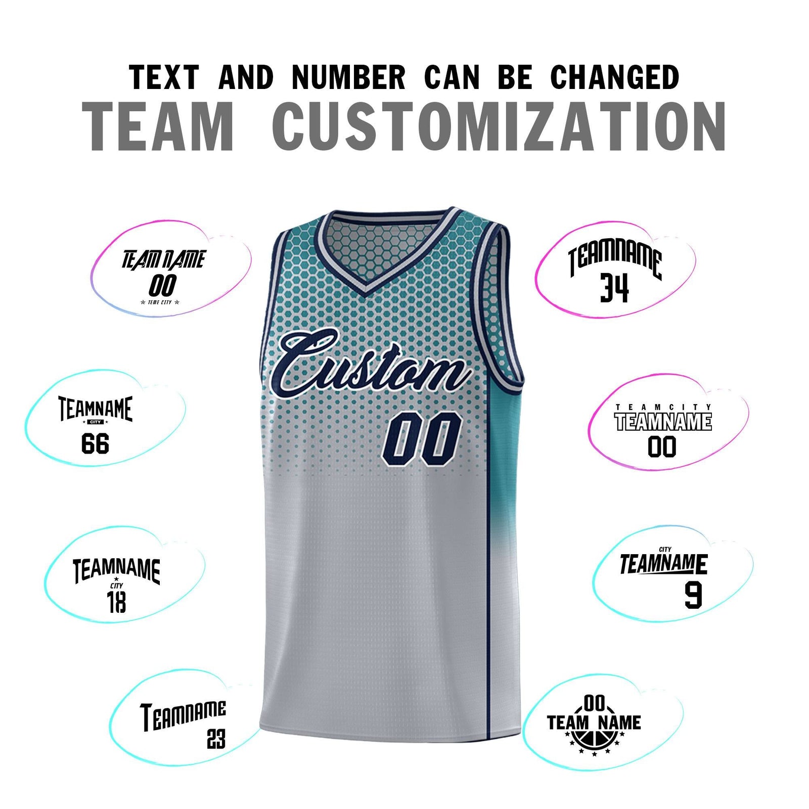 Custom Gray Aqua Reversible Side Gradient Sports Uniform Dot Pattern Basketball Jersey Kits