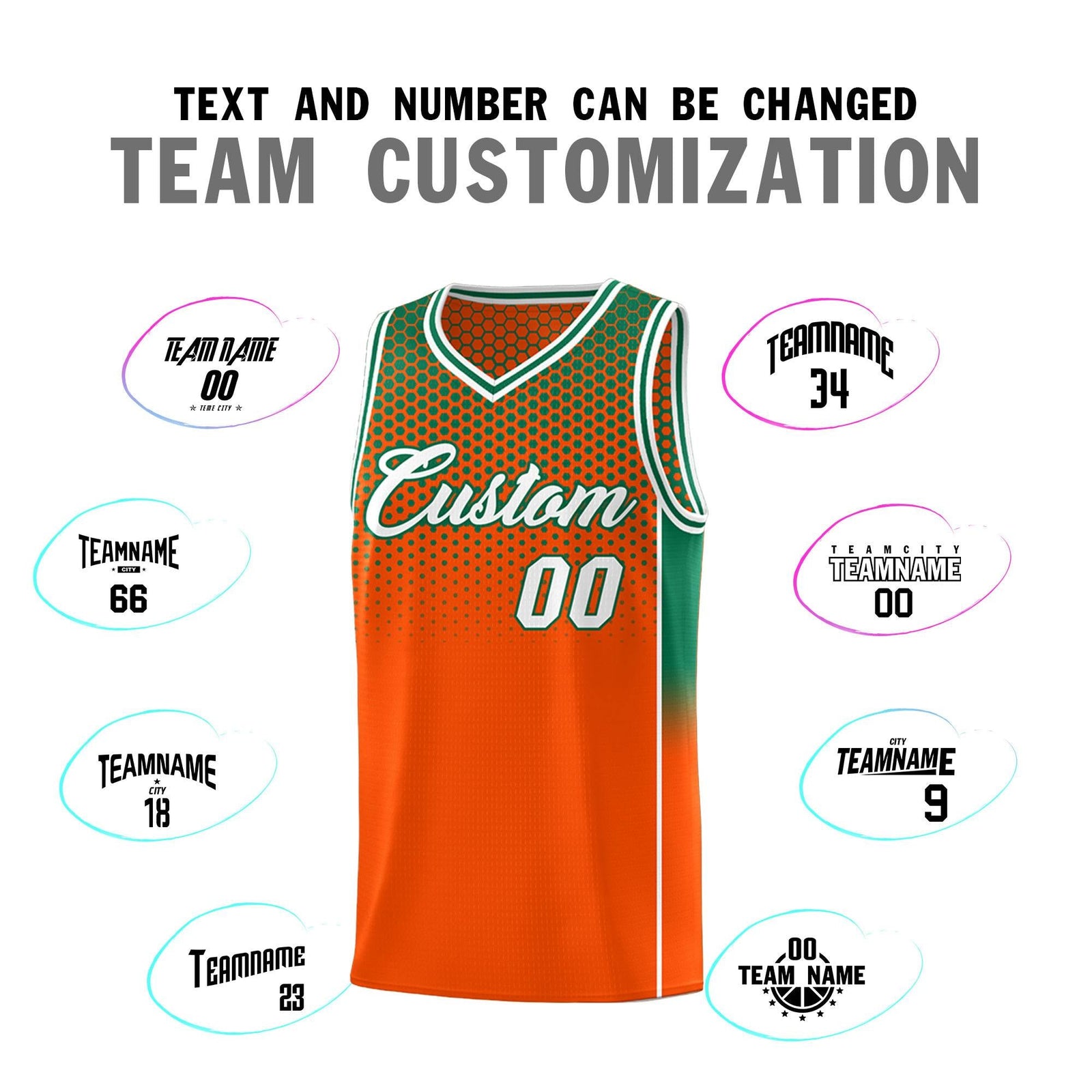 Custom Orange Kelly Green Reversible Side Gradient Sports Uniform Dot Pattern Basketball Jersey Kits