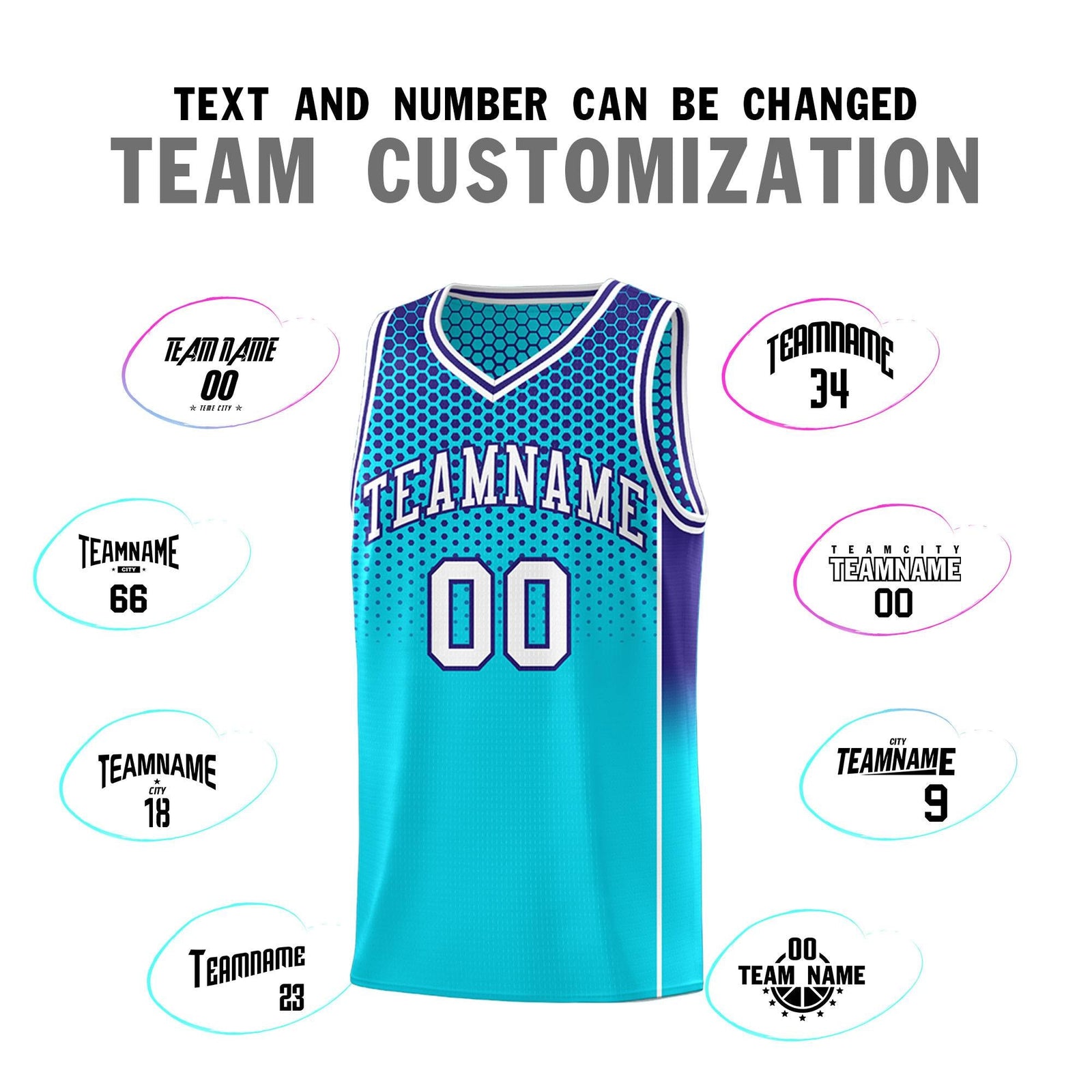 Custom Sky Blue Navy Reversible Side Gradient Sports Uniform Dot Pattern Basketball Jersey Kits