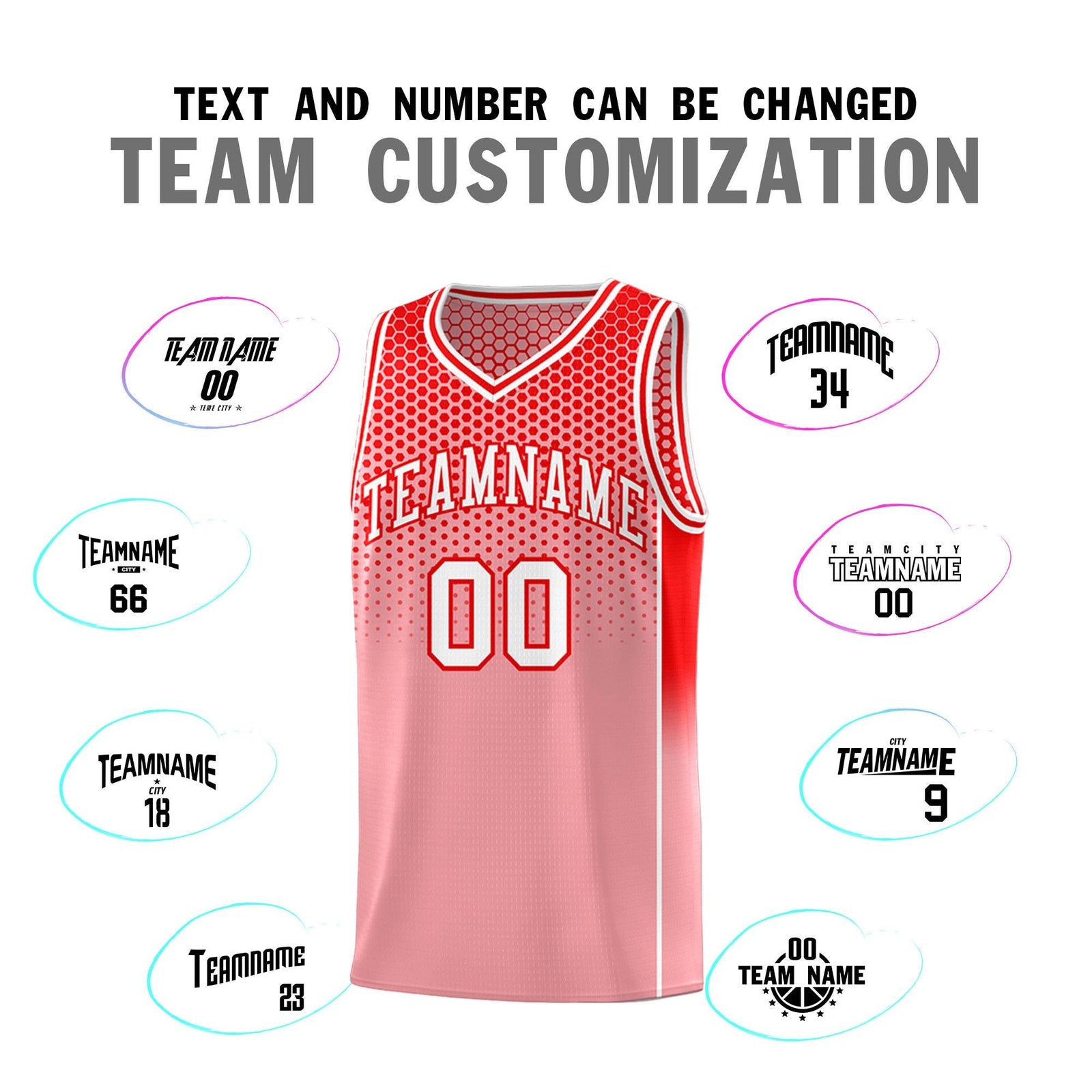 Custom Red Light Red Reversible Side Gradient Sports Uniform Dot Pattern Basketball Jersey Kits