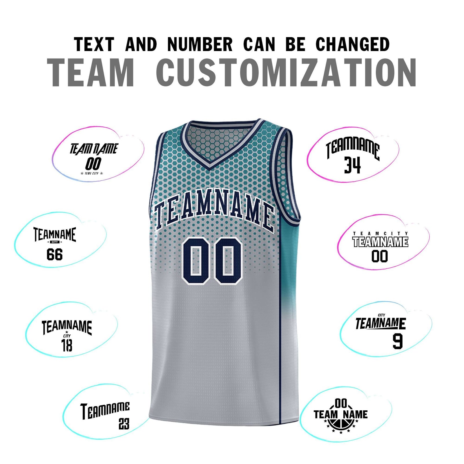 Custom Gray Aqua Reversible Side Gradient Sports Uniform Dot Pattern Basketball Jersey Kits
