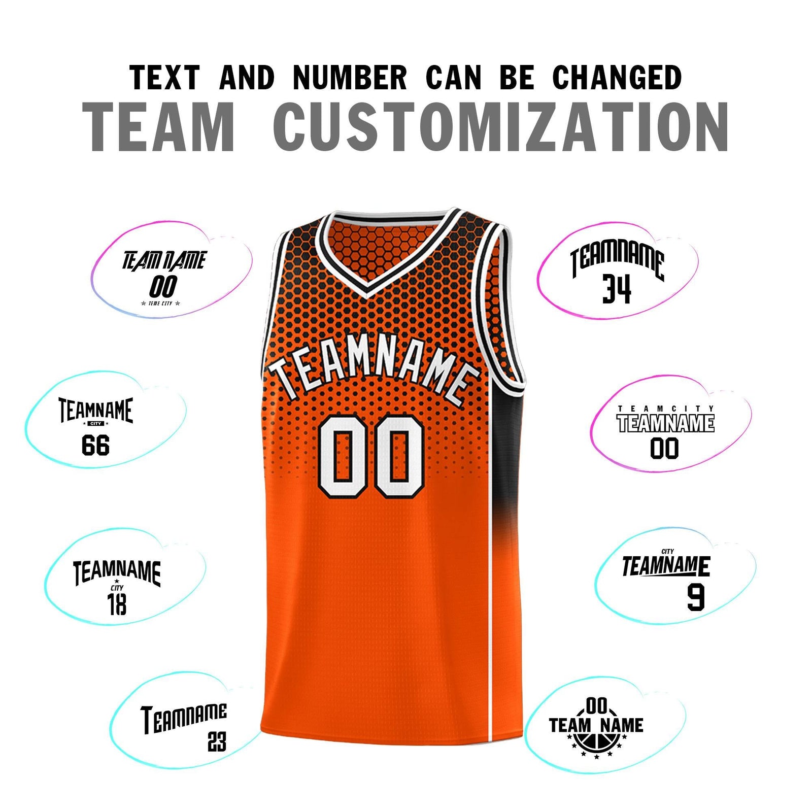 Custom Orange Black Reversible Side Gradient Sports Uniform Dot Pattern Basketball Jersey Kits