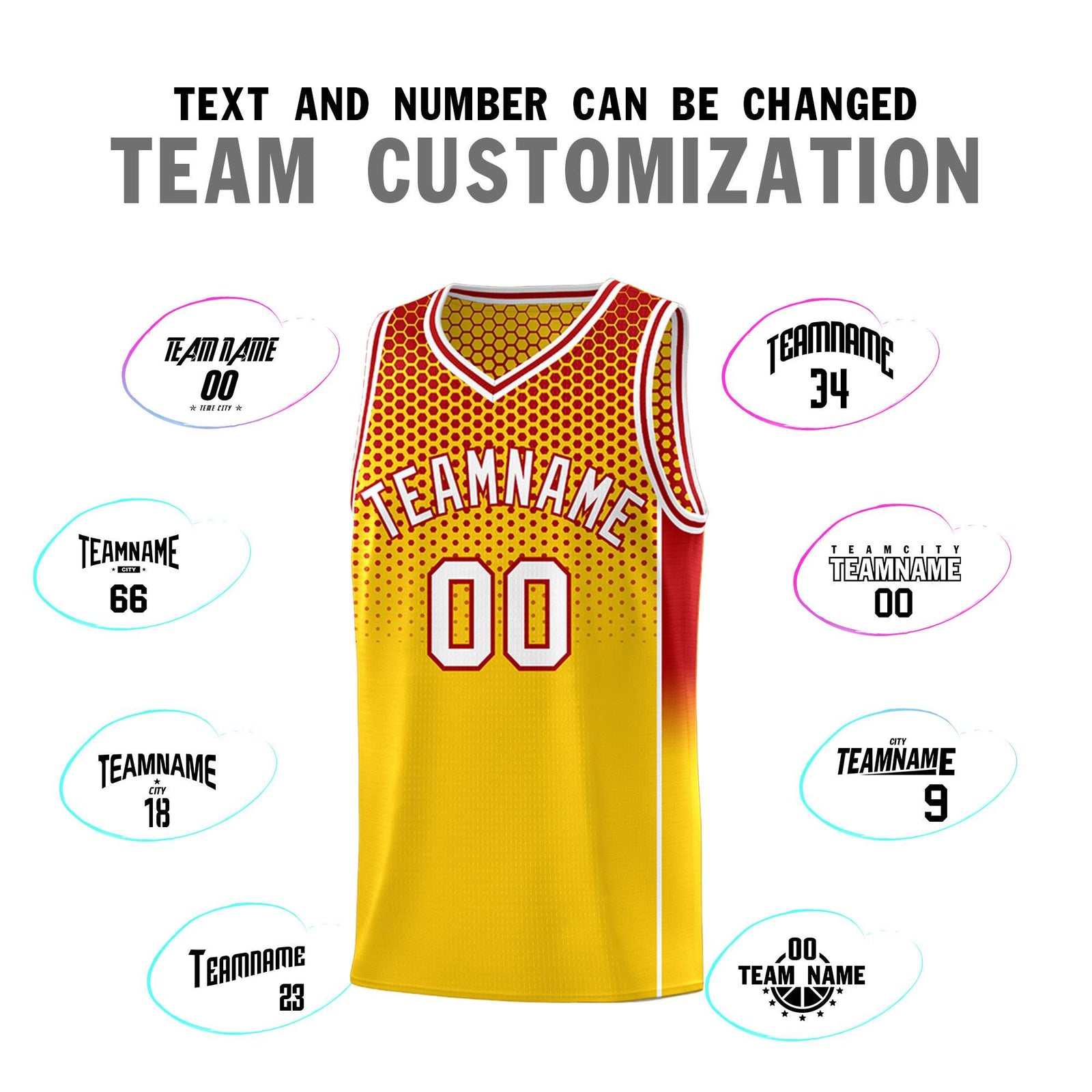 Custom Gold Red Reversible Side Gradient Sports Uniform Dot Pattern Basketball Jersey Kits