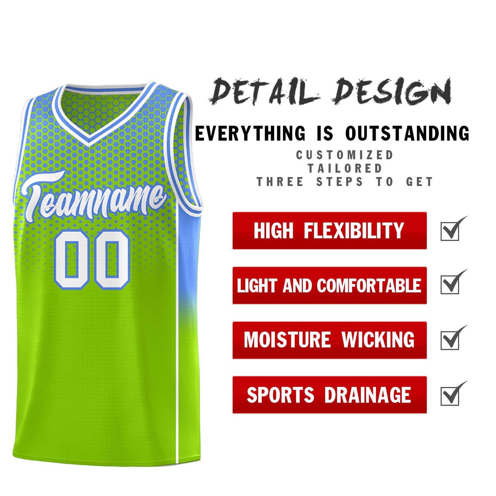 Custom Neon Green Light Blue Reversible Side Gradient Sports Uniform Dot Pattern Basketball Jersey Kits