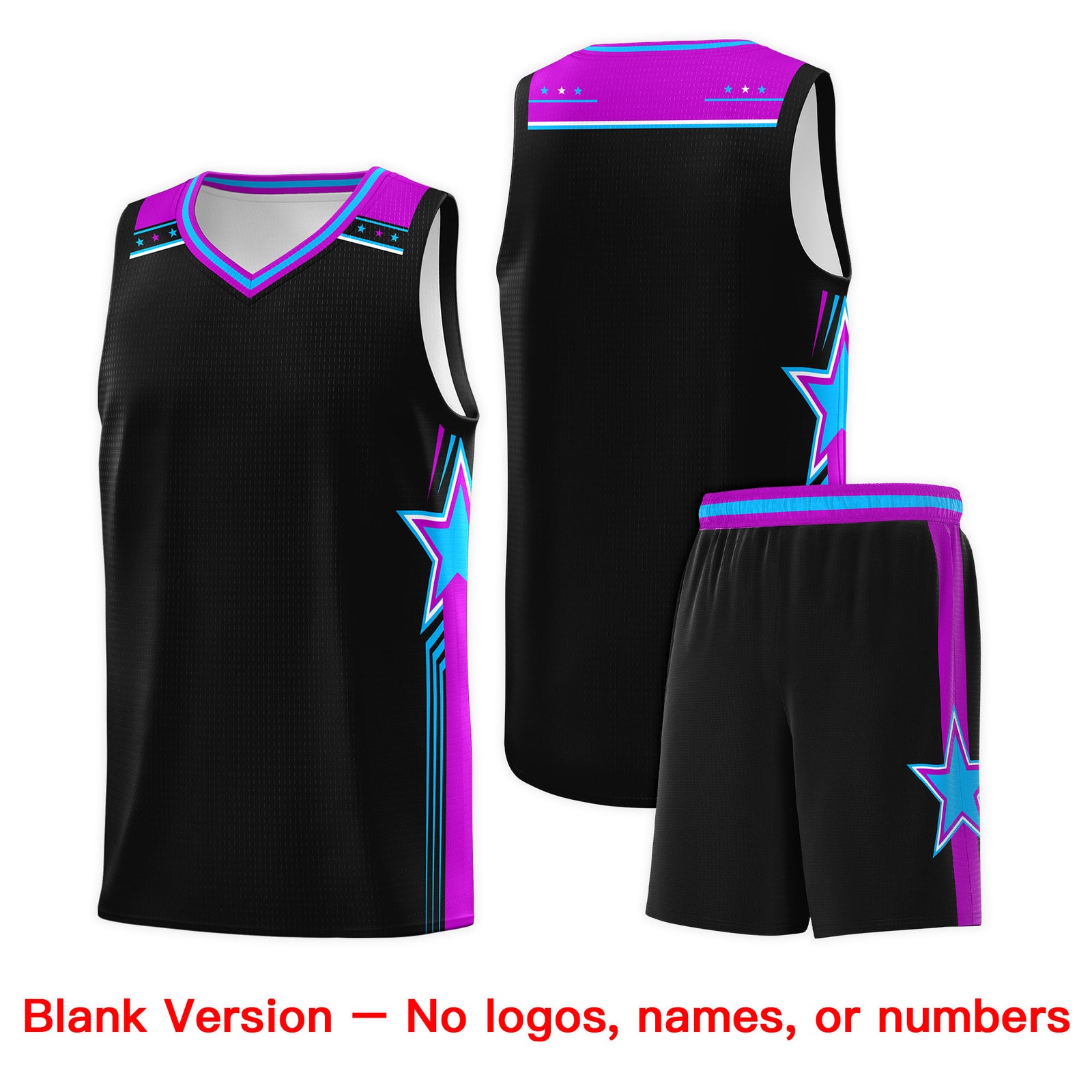 Custom Black White Double Side Sets Men Basketball Jersey