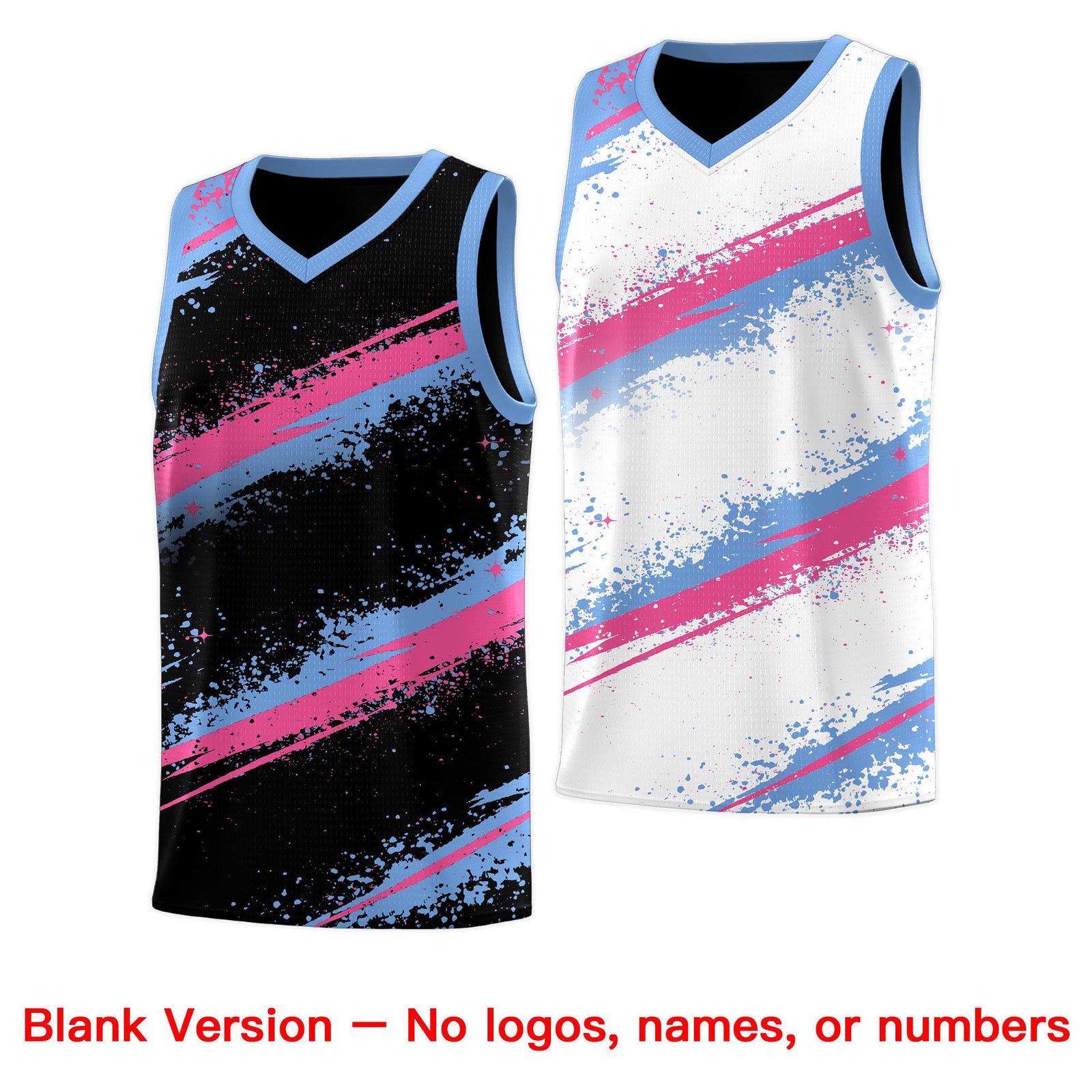 Custom Black Pink Light Blue Basketball Jersey Stellar Strike Series Reversible Lightweight
