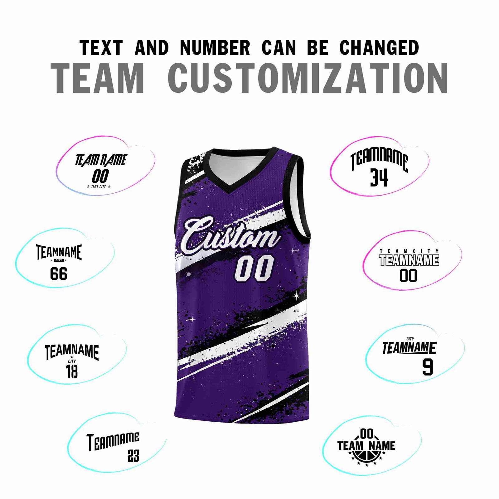Custom Purple Black White Basketball Jersey Stellar Strike Series Impact Breathable