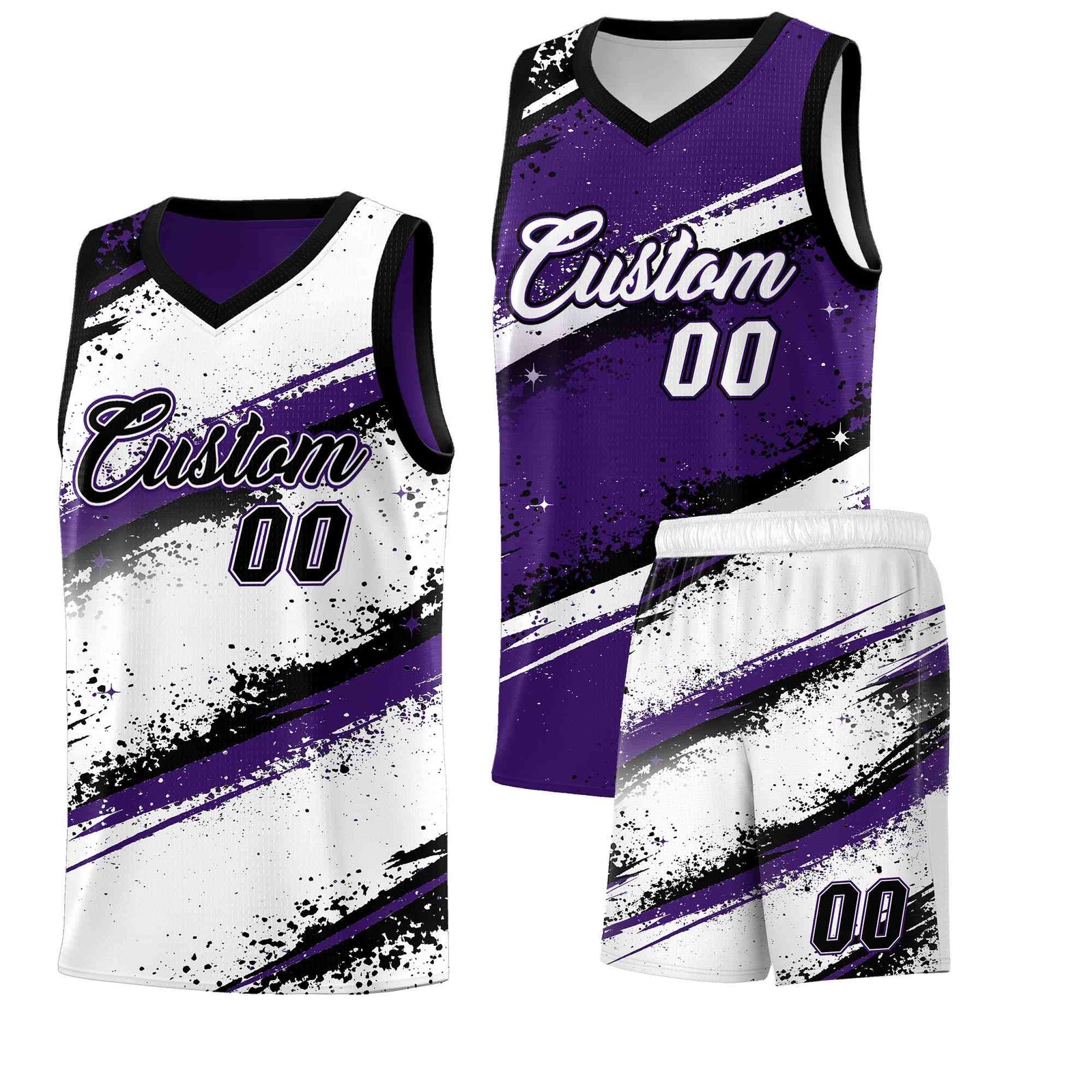 Custom Purple Black White Basketball Jersey Stellar Strike Series Impact Breathable
