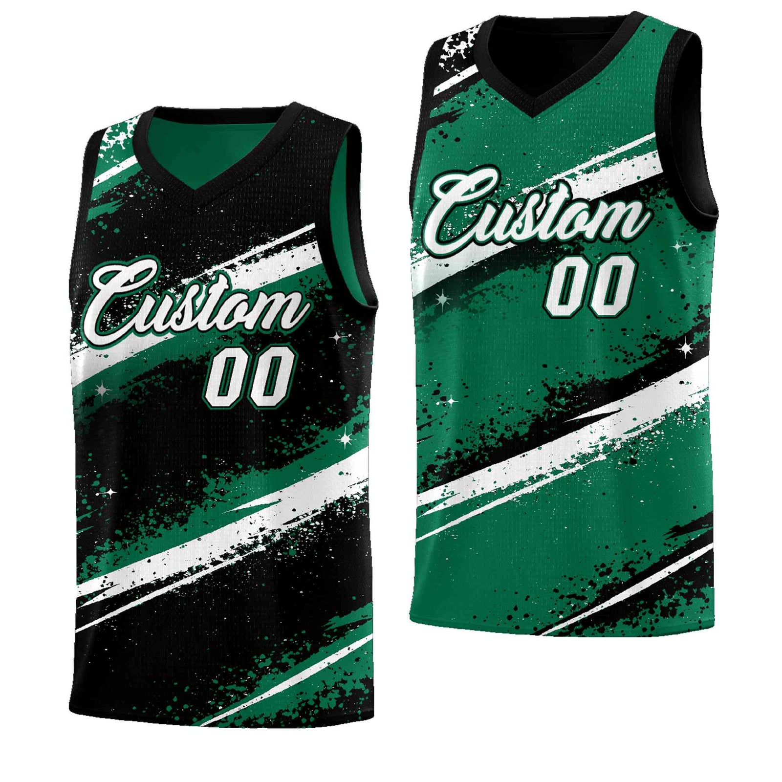 Custom Black Kelly Green White Basketball Jersey Stellar Strike Series Splash Lightweight