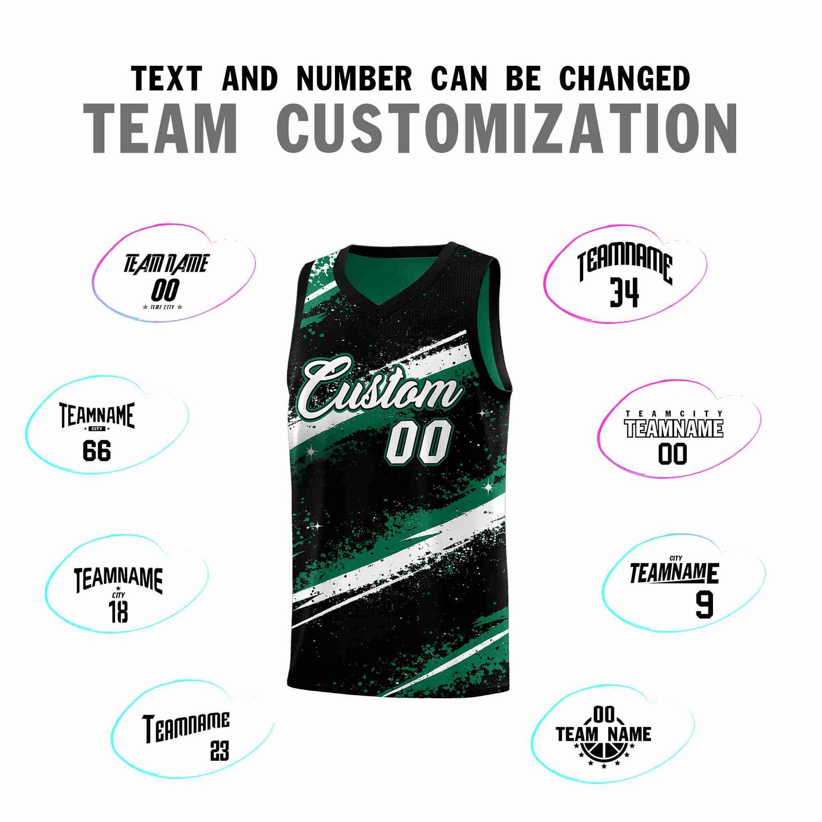 Custom Black Kelly Green White Basketball Jersey Stellar Strike Series Splash Lightweight