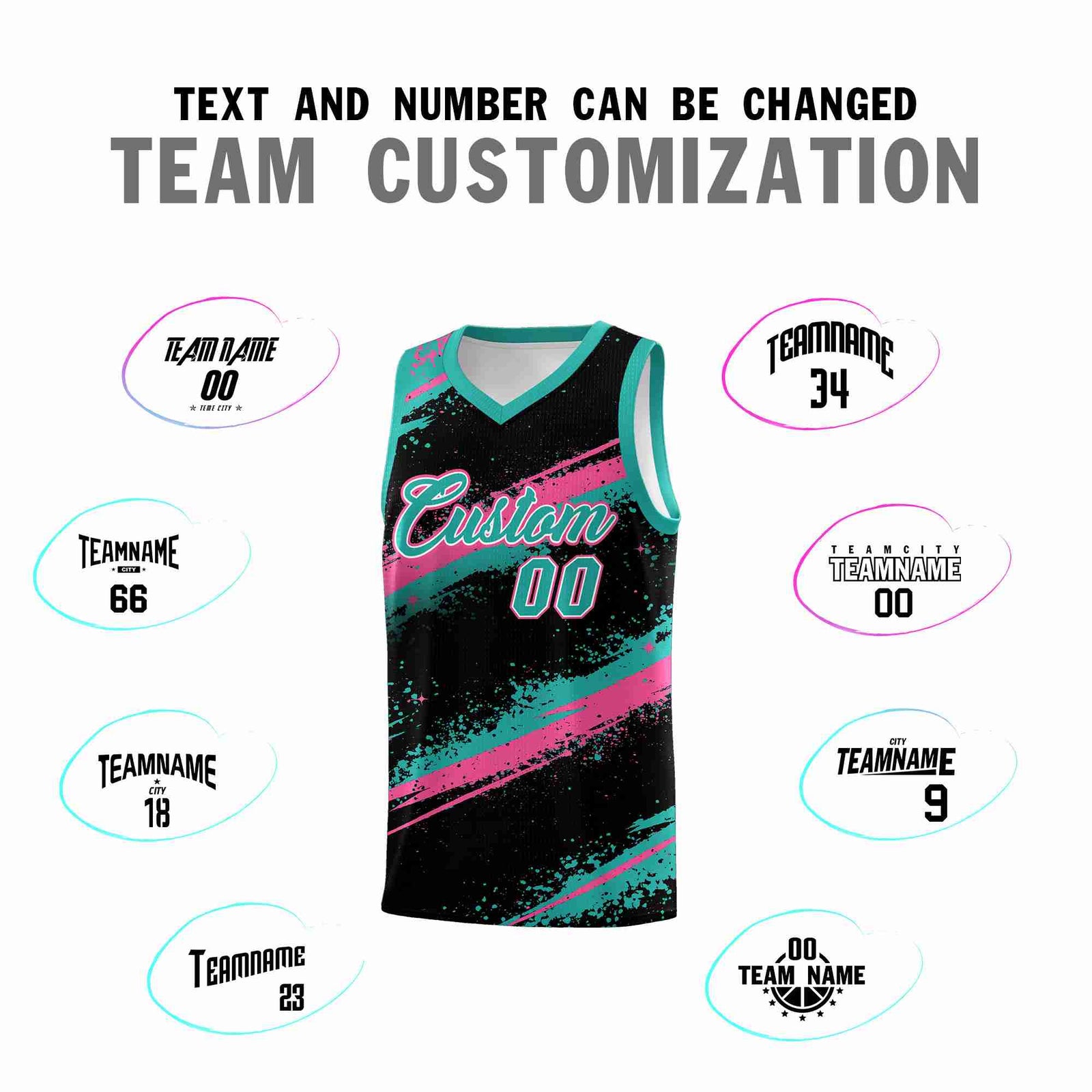 Custom Black Aqua Pink Basketball Jersey Stellar Strike Series Cosmic Lightweight