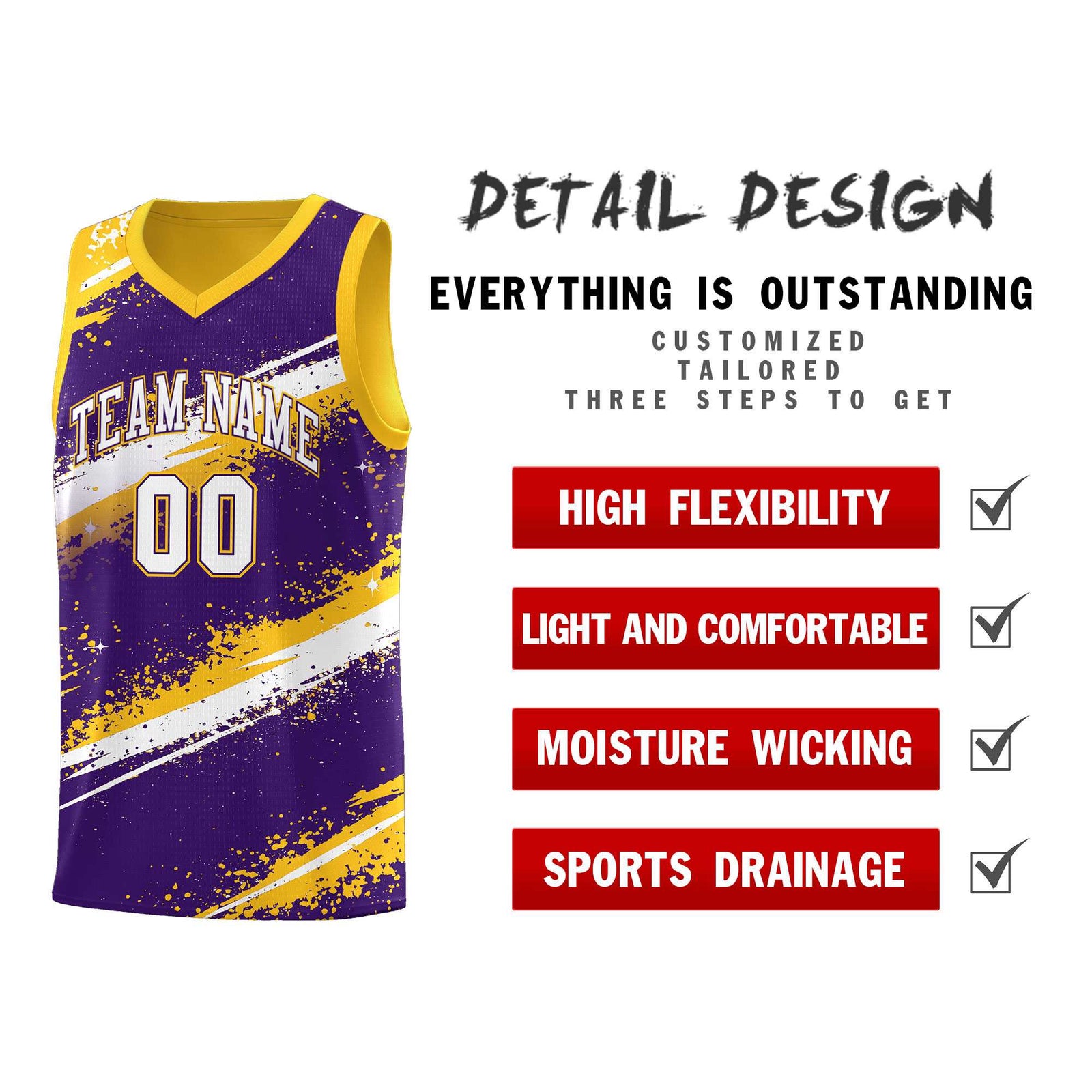 Custom Purple Yellow White Basketball Jersey Stellar Strike Series Cosmic Sublimation Printing