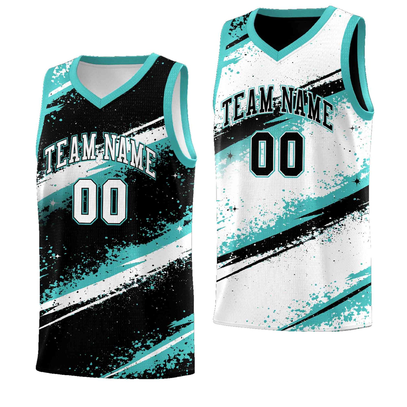 Custom Black Teal-04 White Basketball Jersey Stellar Strike Series Stellar Lightweight