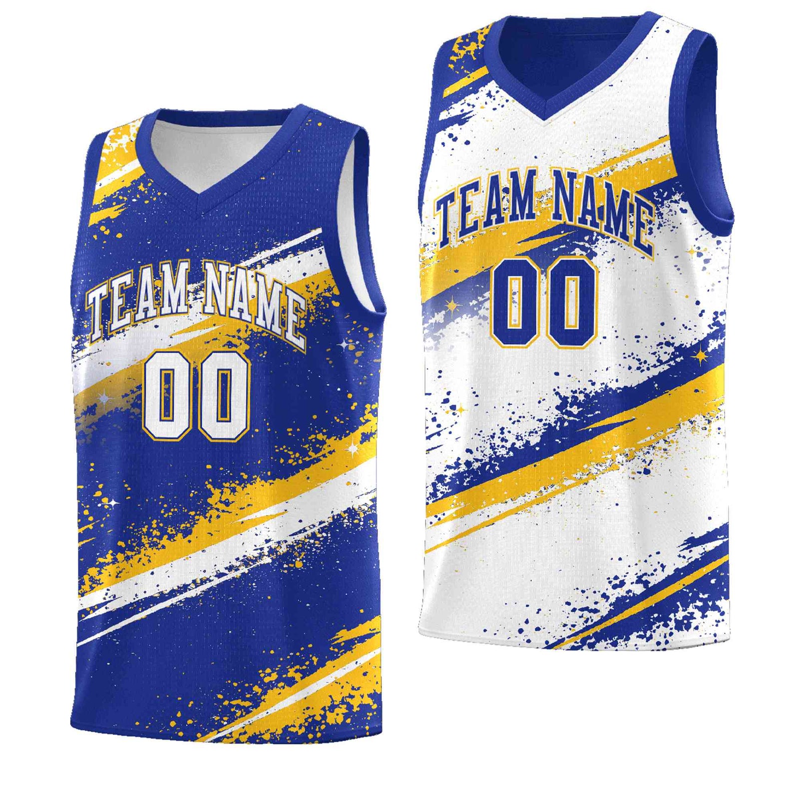 Custom Royal Blue Yellow White Basketball Jersey Stellar Strike Series Cosmic Quick-Drying
