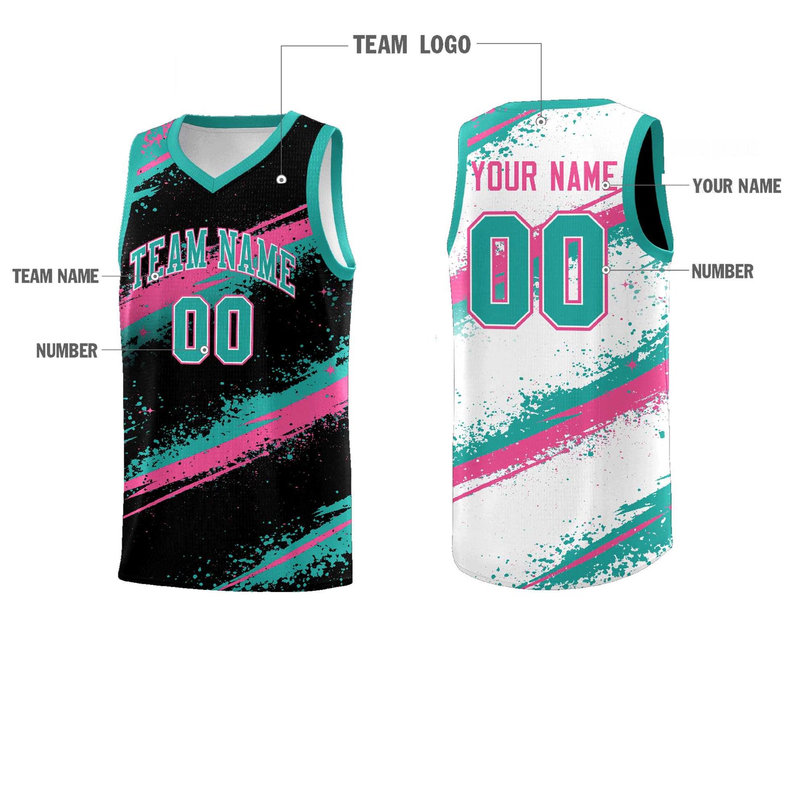 Custom Black Aqua Pink Basketball Jersey Stellar Strike Series Cosmic Lightweight
