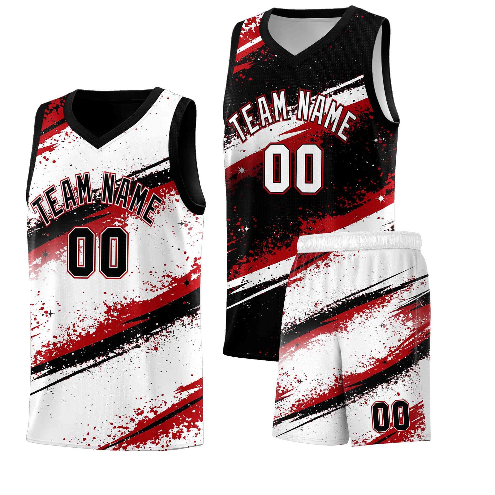 Custom Black Red White Basketball Jersey Stellar Strike Series Stellar Breathable
