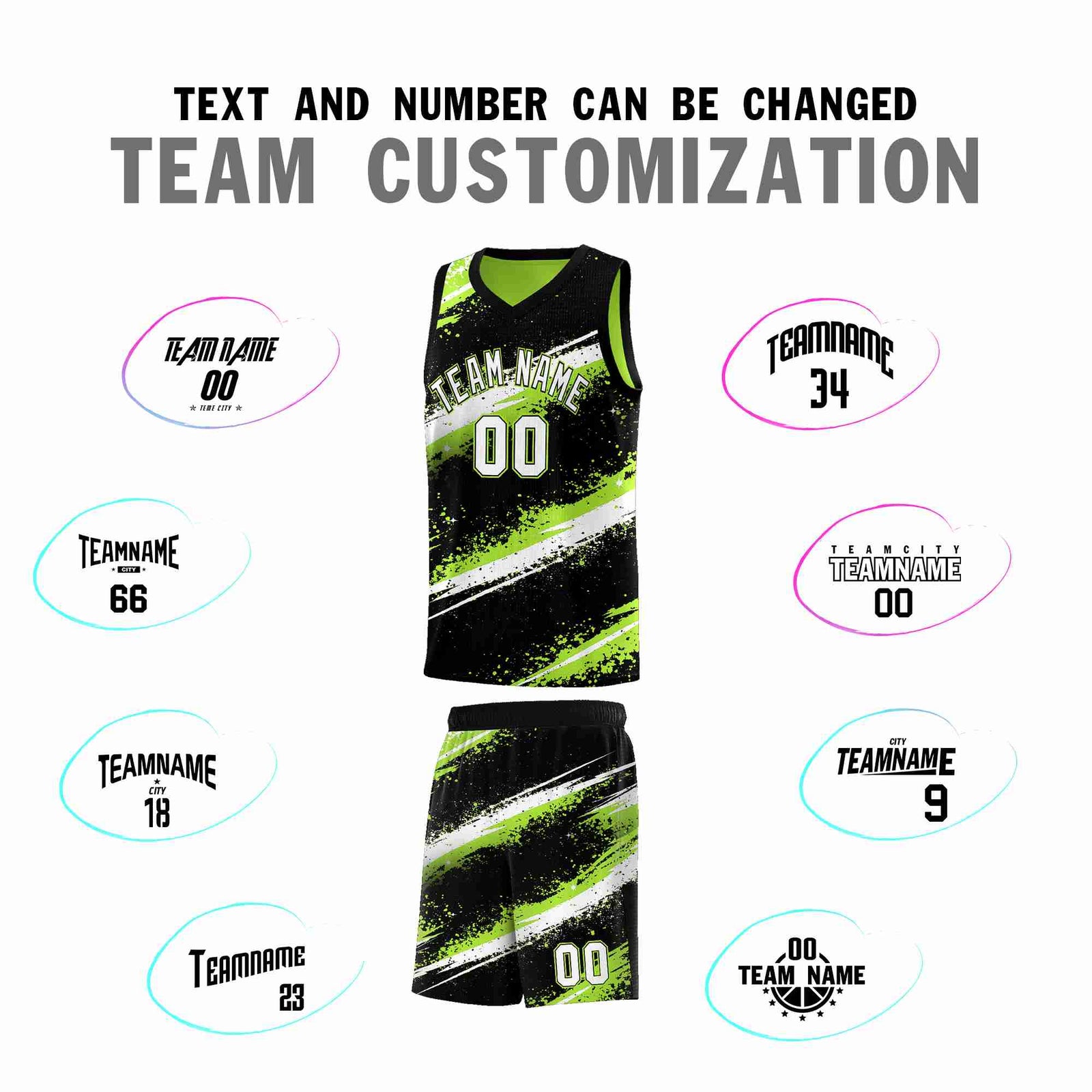 Custom Black Green White Basketball Jersey Stellar Strike Series Velocity Breathable