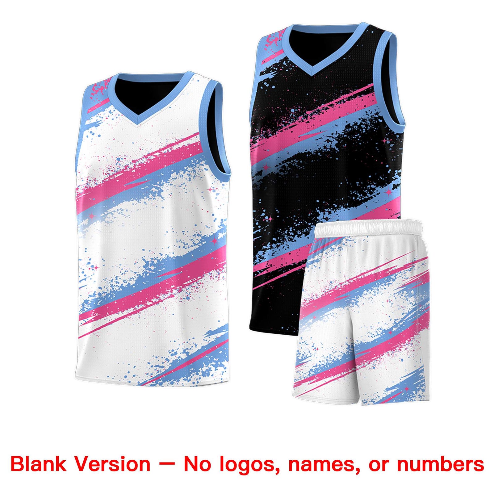 Custom Black Pink Light Blue Basketball Jersey Stellar Strike Series Reversible Lightweight