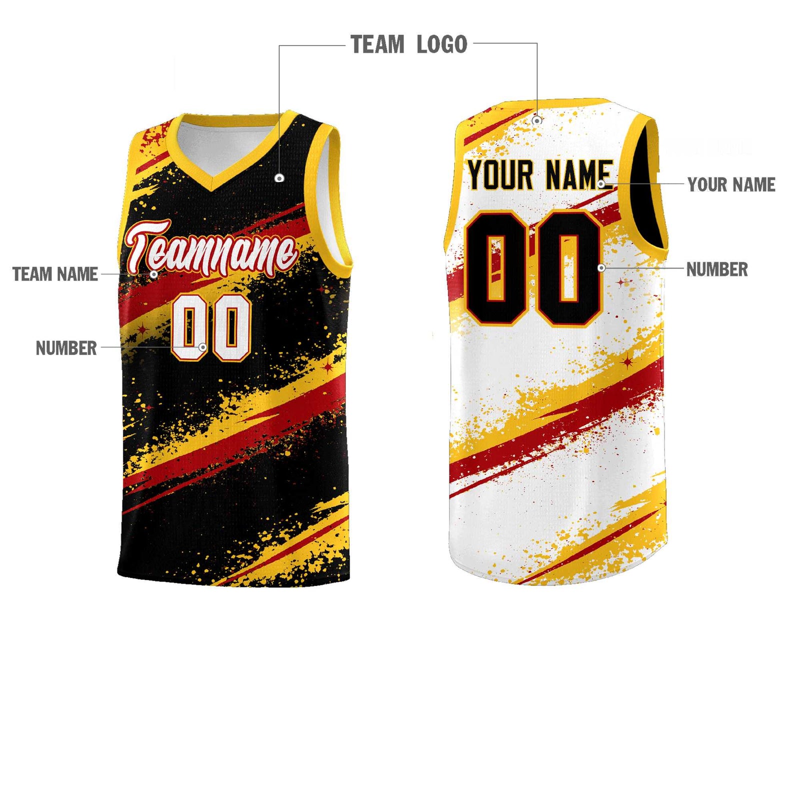 Custom Black Yellow Red Basketball Jersey Stellar Strike Series Dynamic Wrinkle-Resistant