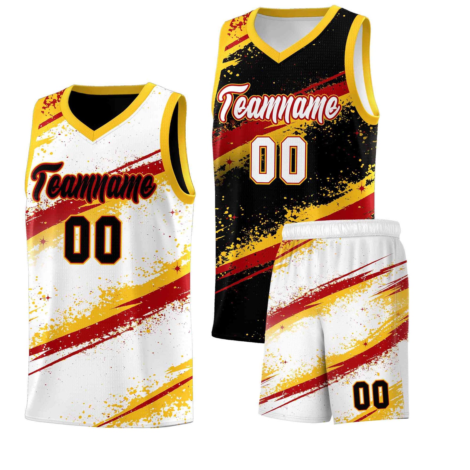 Custom Black Yellow Red Basketball Jersey Stellar Strike Series Dynamic Wrinkle-Resistant