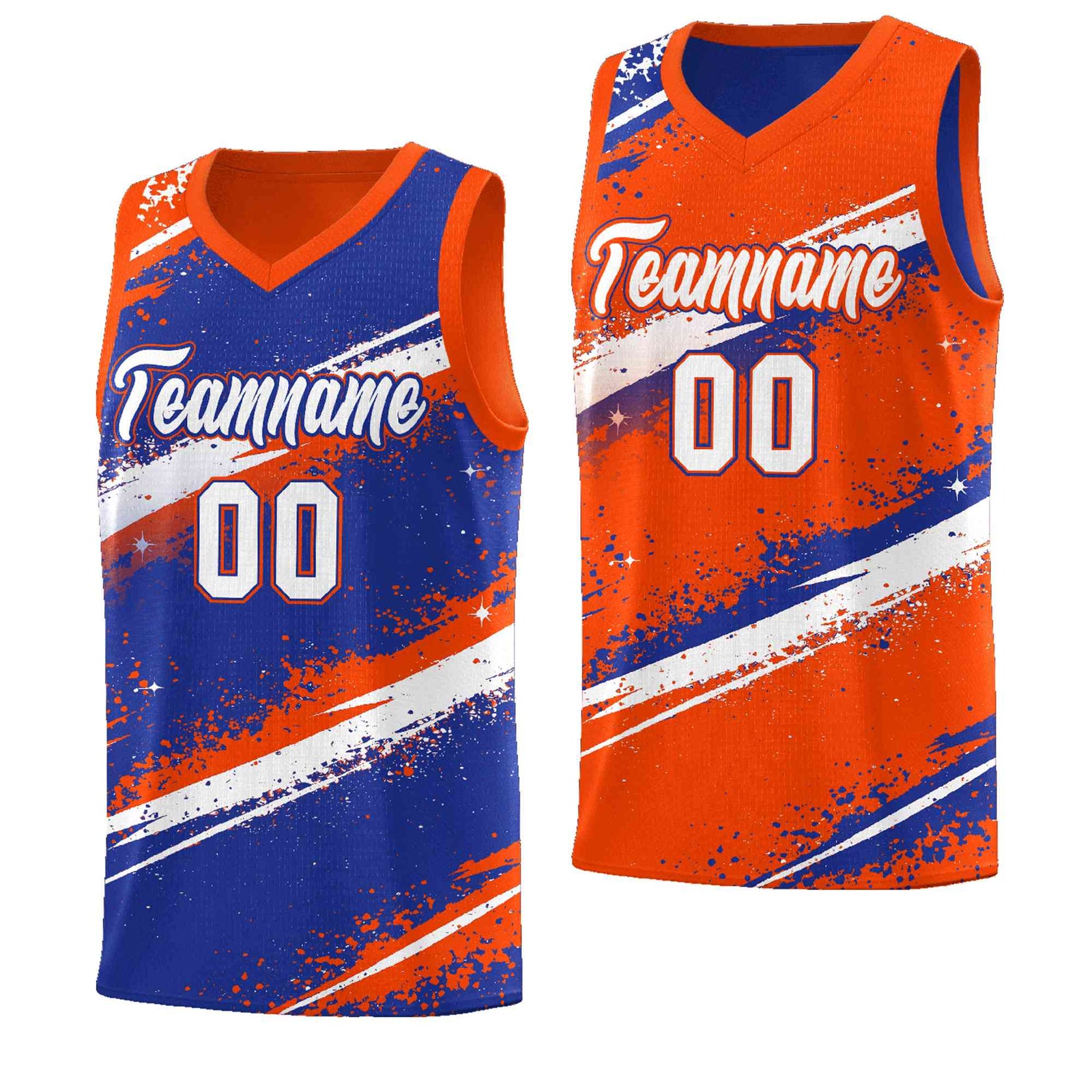 Custom Royal Blue Orange White Basketball Jersey Stellar Strike Series Cosmic Breathable