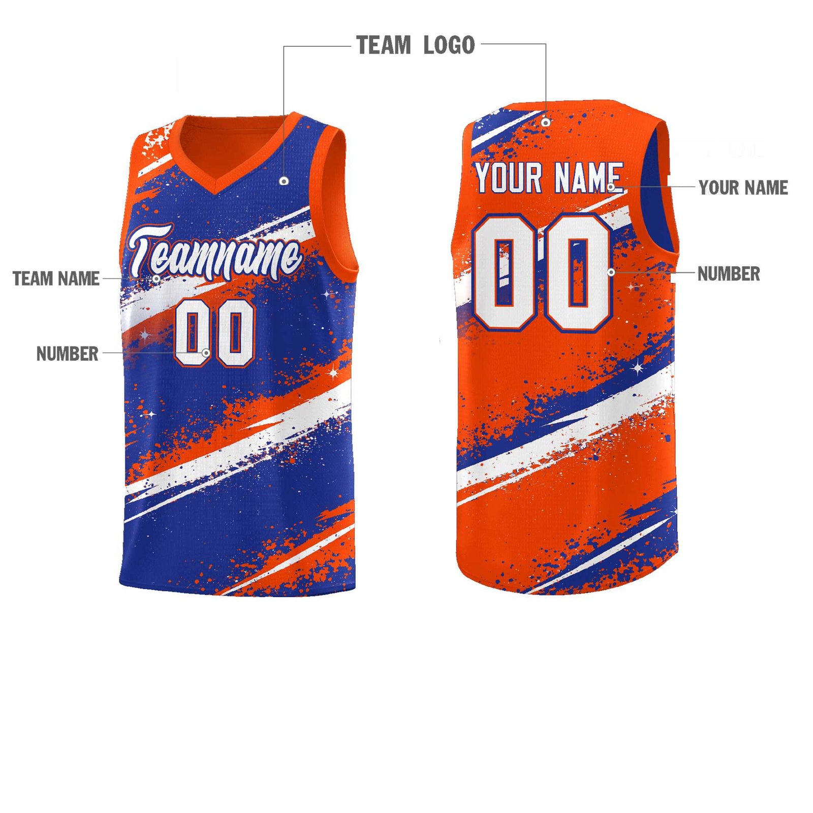 Custom Royal Blue Orange White Basketball Jersey Stellar Strike Series Cosmic Breathable