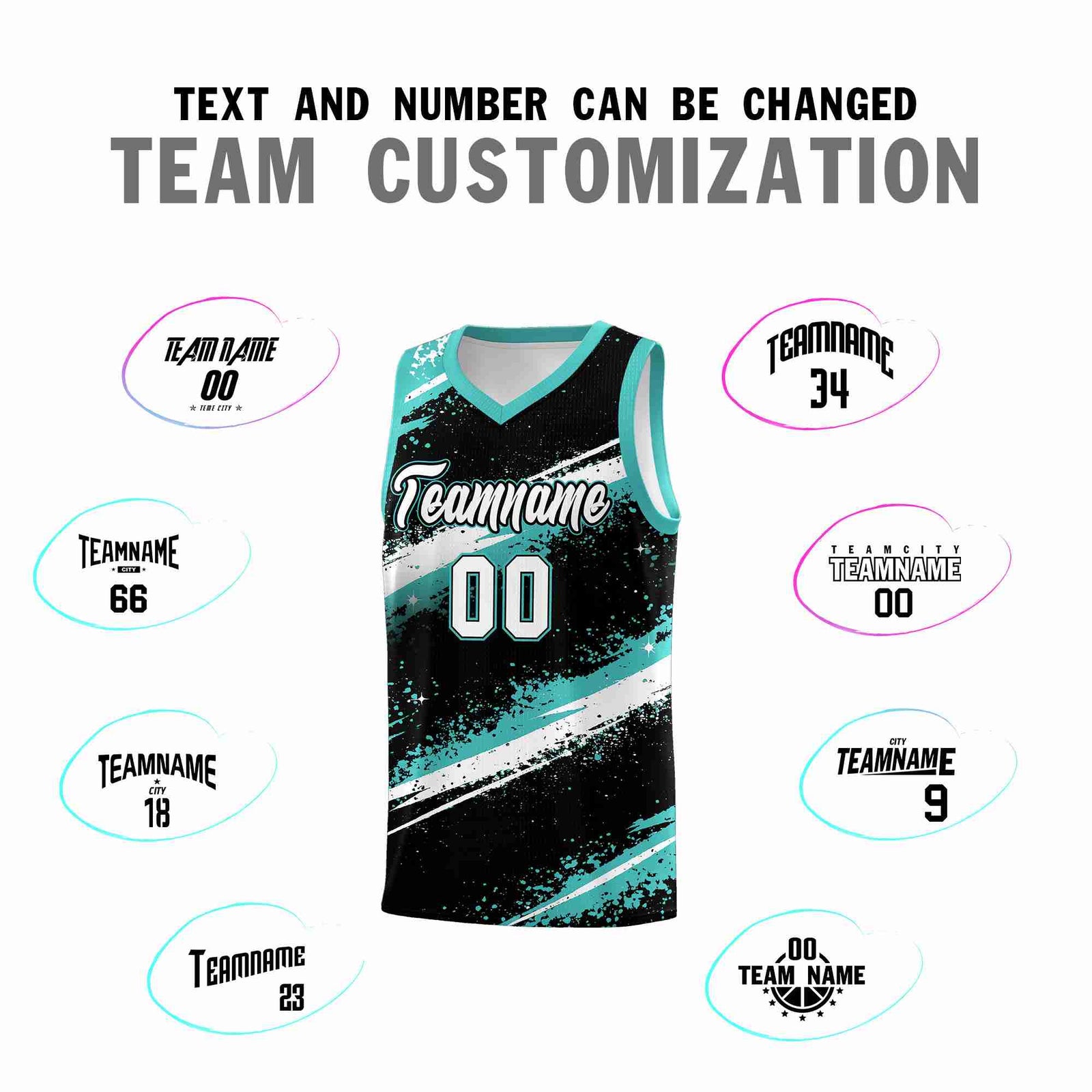 Custom Black Teal-04 White Basketball Jersey Stellar Strike Series Stellar Lightweight