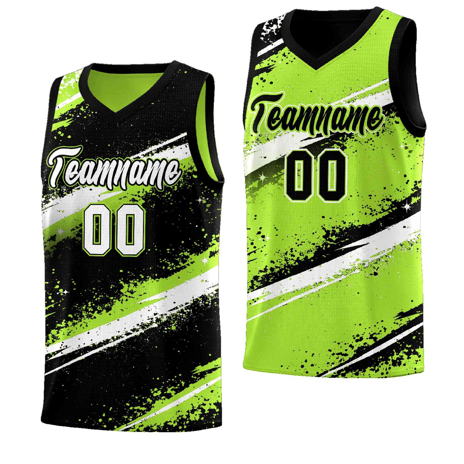 Custom Black Green White Basketball Jersey Stellar Strike Series Velocity Breathable