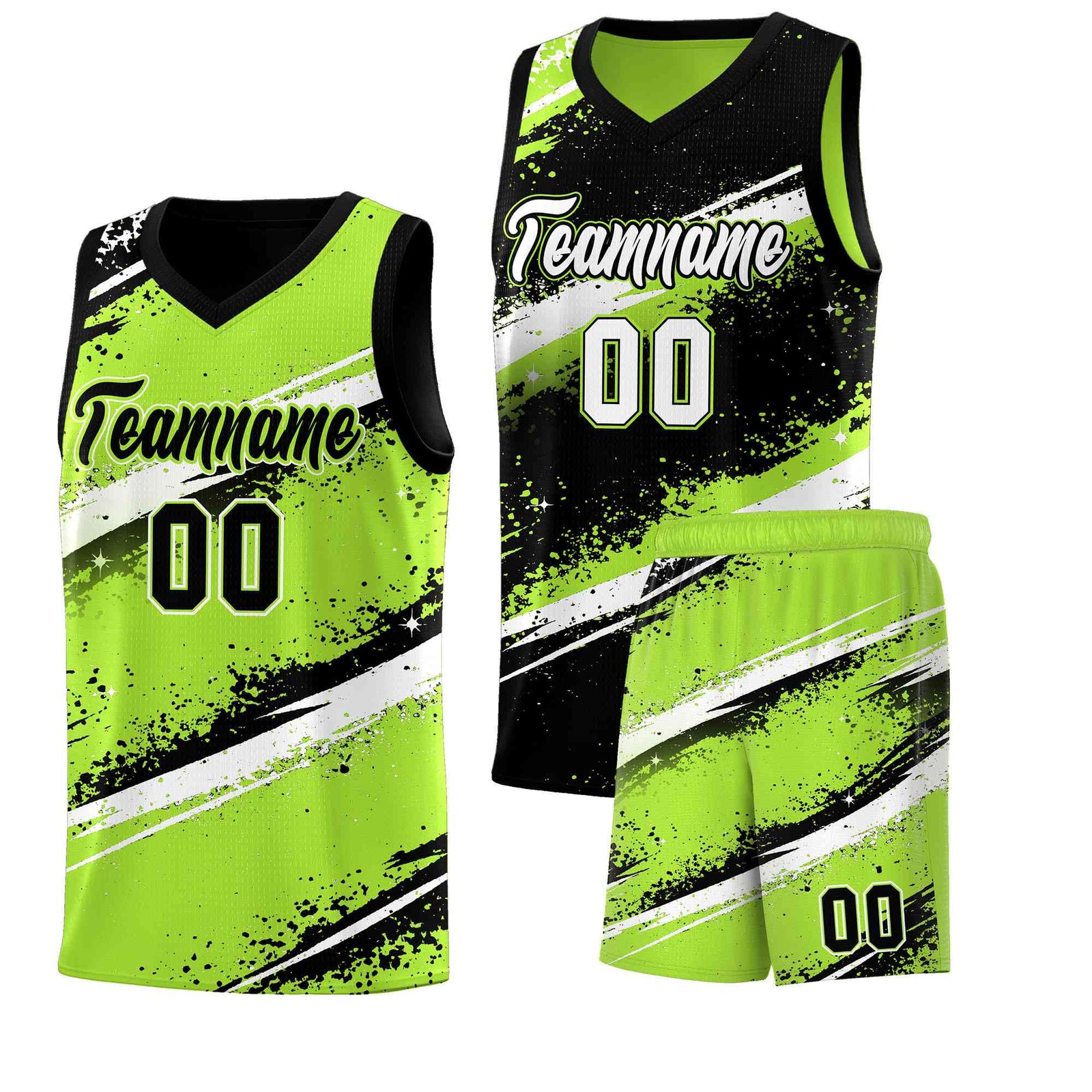 Custom Black Green White Basketball Jersey Stellar Strike Series Velocity Breathable