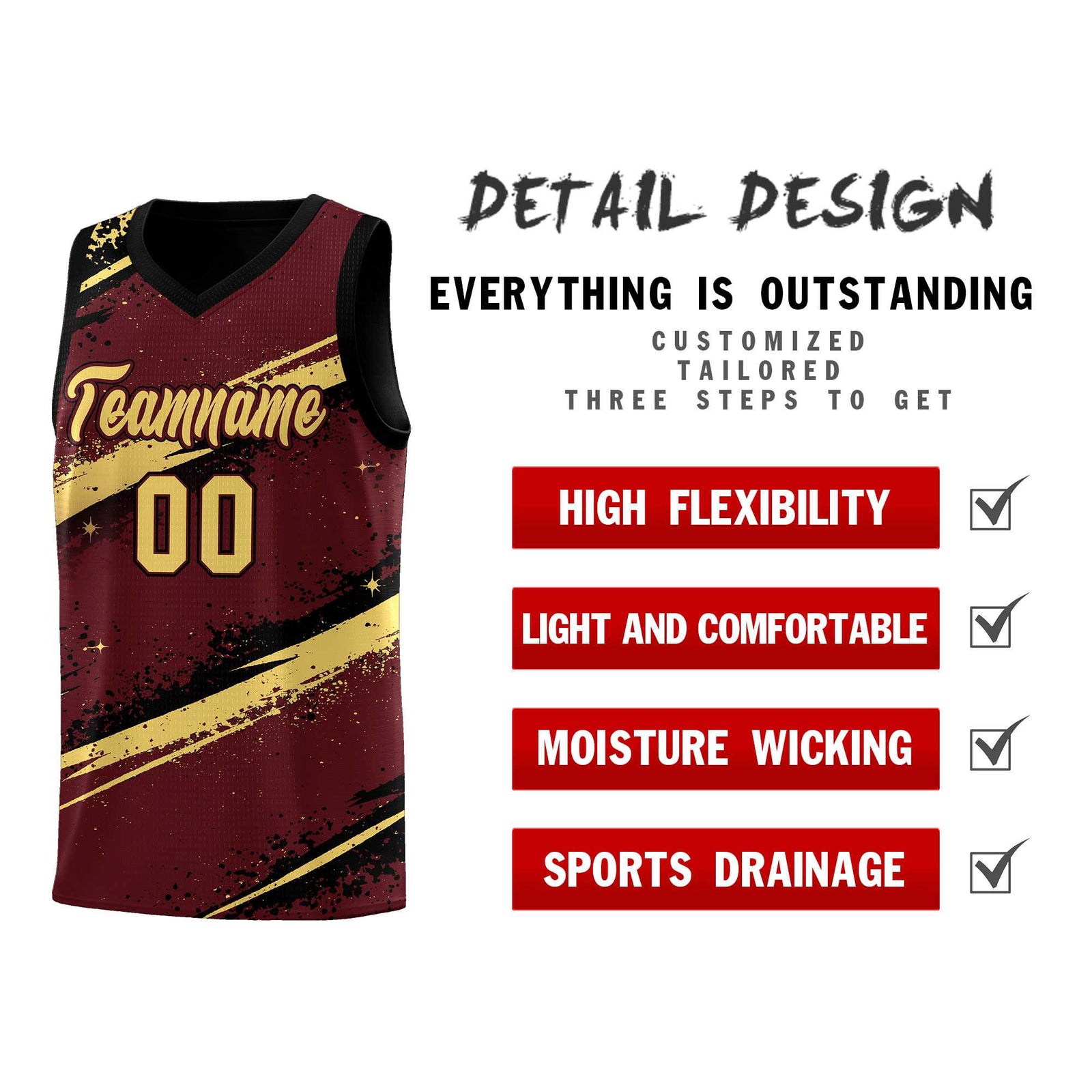 Custom Burgundy Black Khaki Basketball Jersey Stellar Strike Series Velocity Quick-Drying