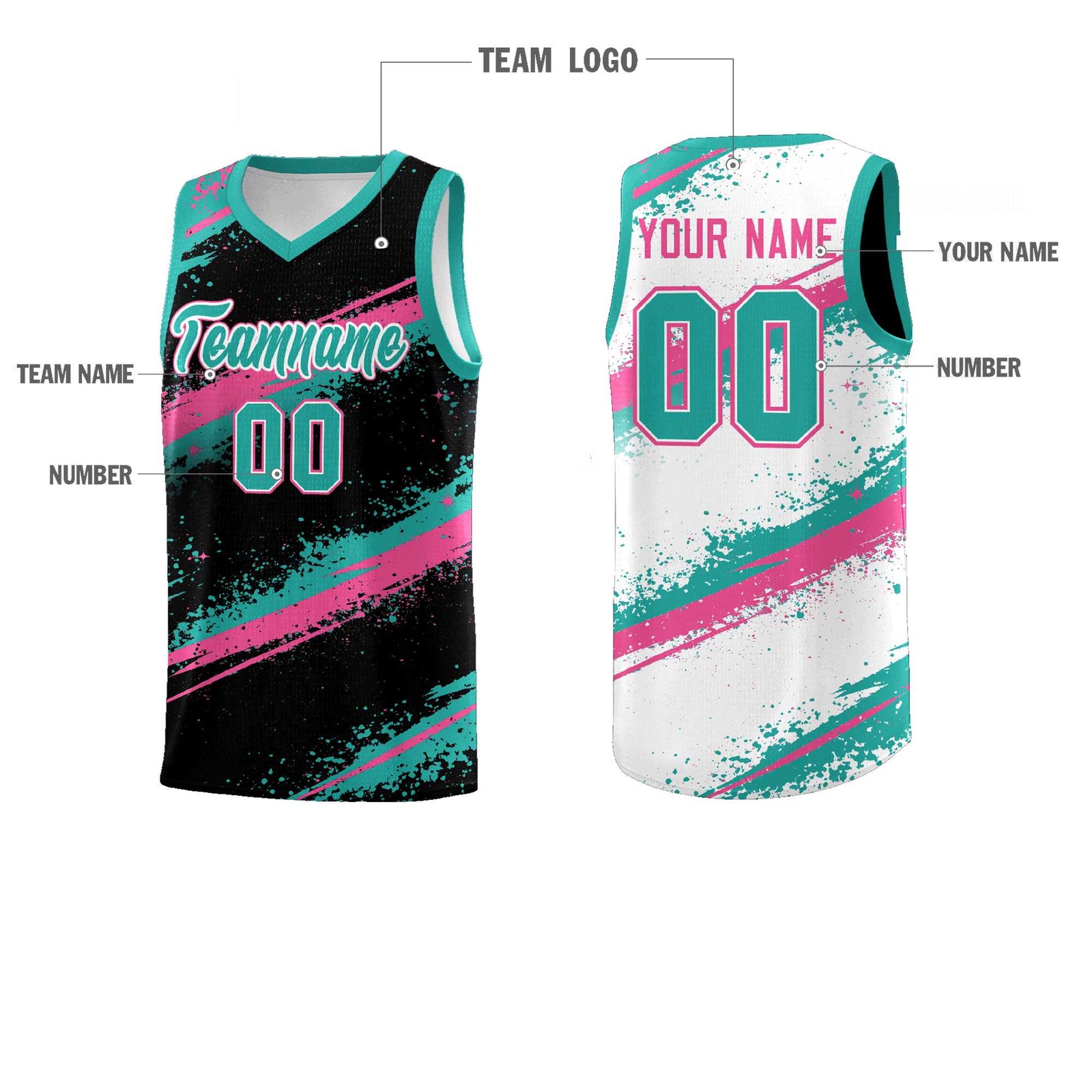 Custom Black Aqua Pink Basketball Jersey Stellar Strike Series Cosmic Lightweight